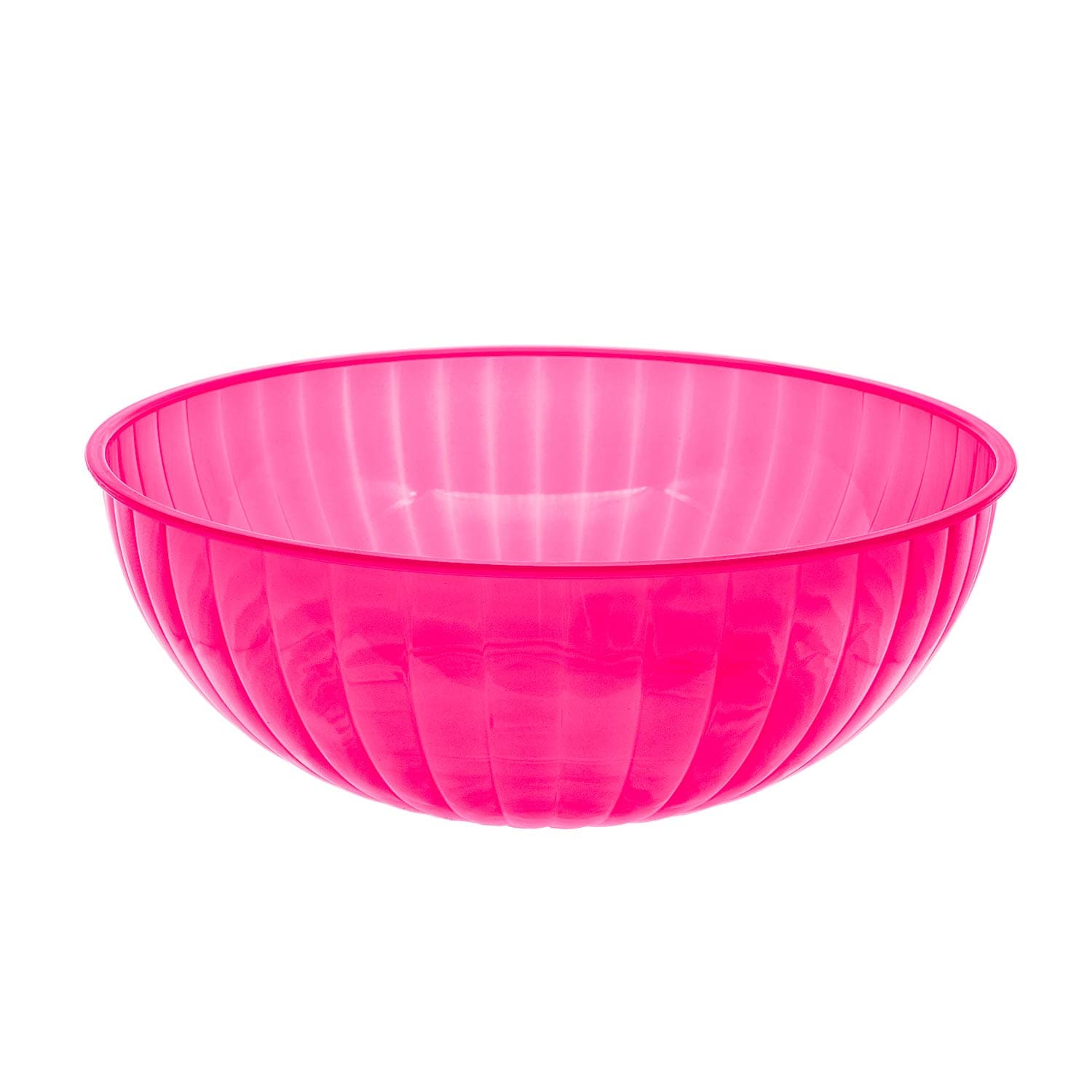 Party Essentials Hard Plastic 192 OZ./6 QT/1.5 Gallon Large Serving Bowls For Punch/Salad/Snack/Treat/Fruit, 3-Count, Neon Pink