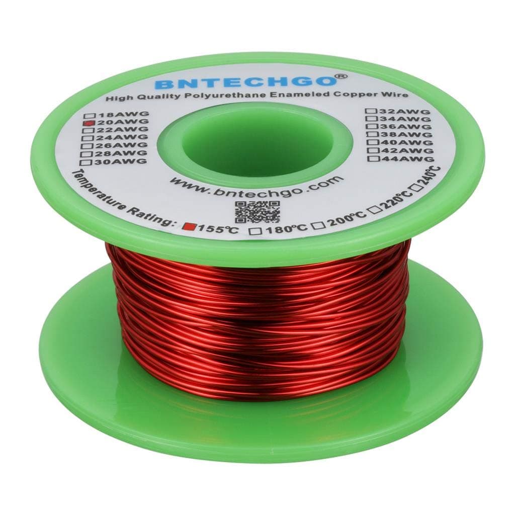 BNTECHGO 20 AWG Magnet Wire - Enameled Copper Wire - Enameled Magnet Winding Wire - 4 oz - 0.0315" Diameter 1 Spool Coil Red Temperature Rating 155℃ Widely Used for Transformers Inductors