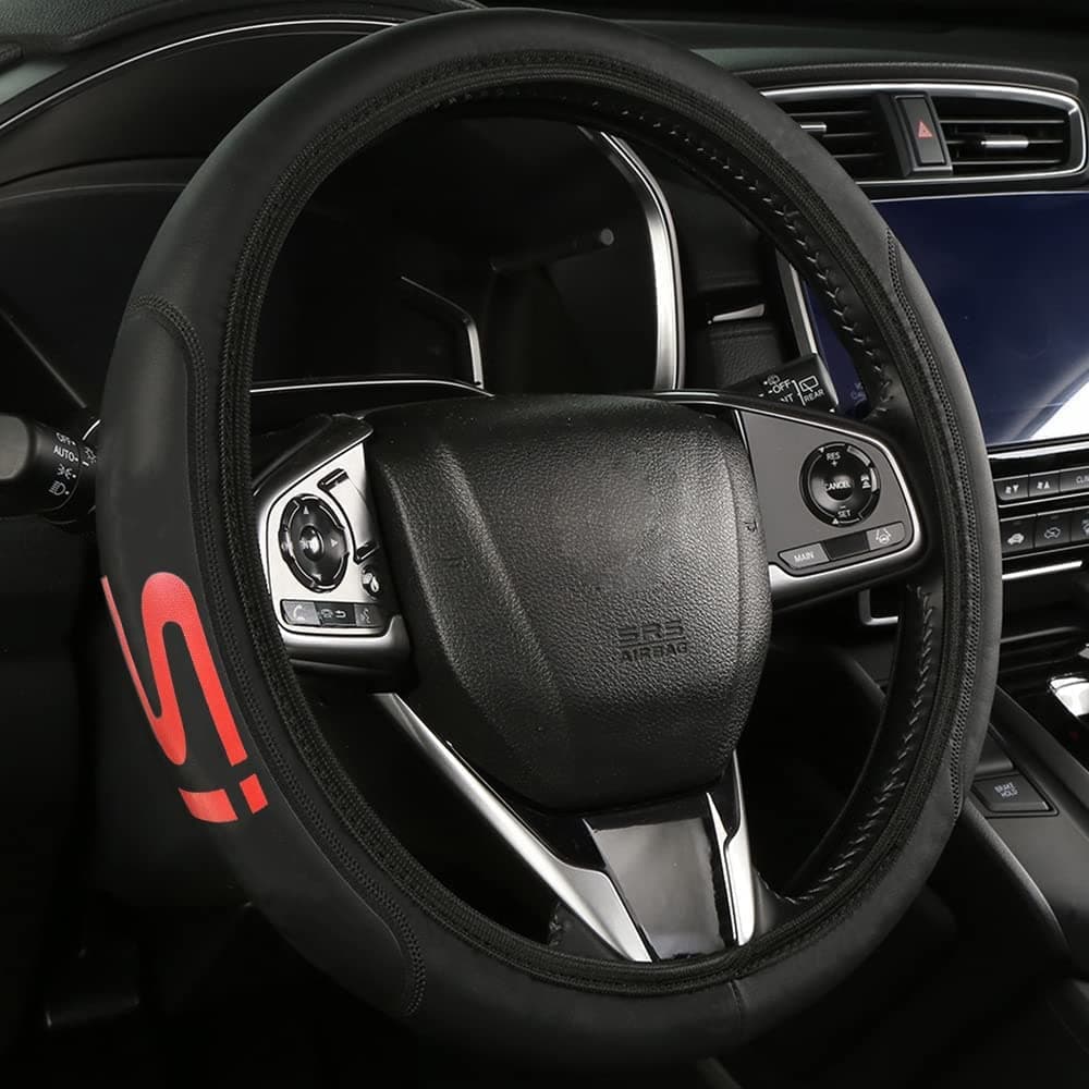 Leather Steering Wheel Cover Compatible with Civic si Universal Size(SI)