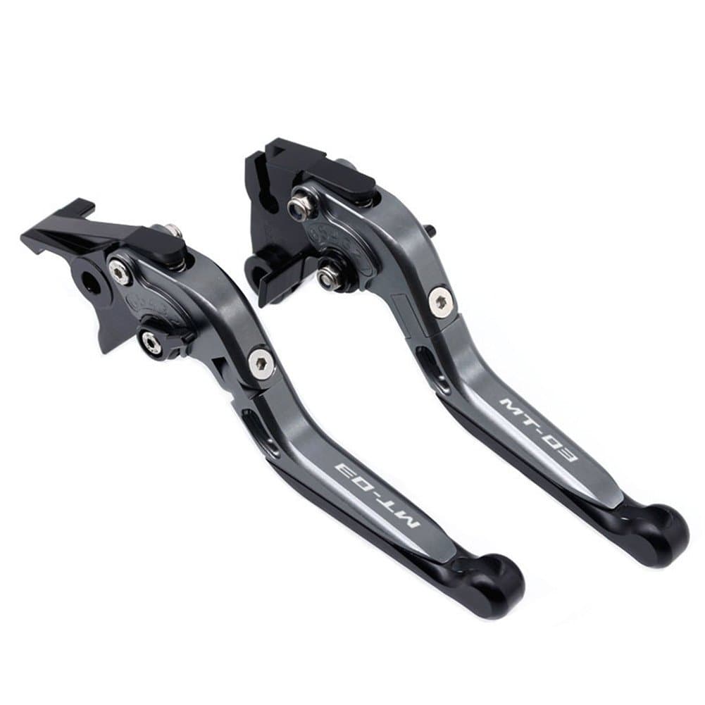 for Yamaha MT03 MT-03 2015-2016 Grey Black Folding Extendable Brake Clutch Accessories Engraved Levers