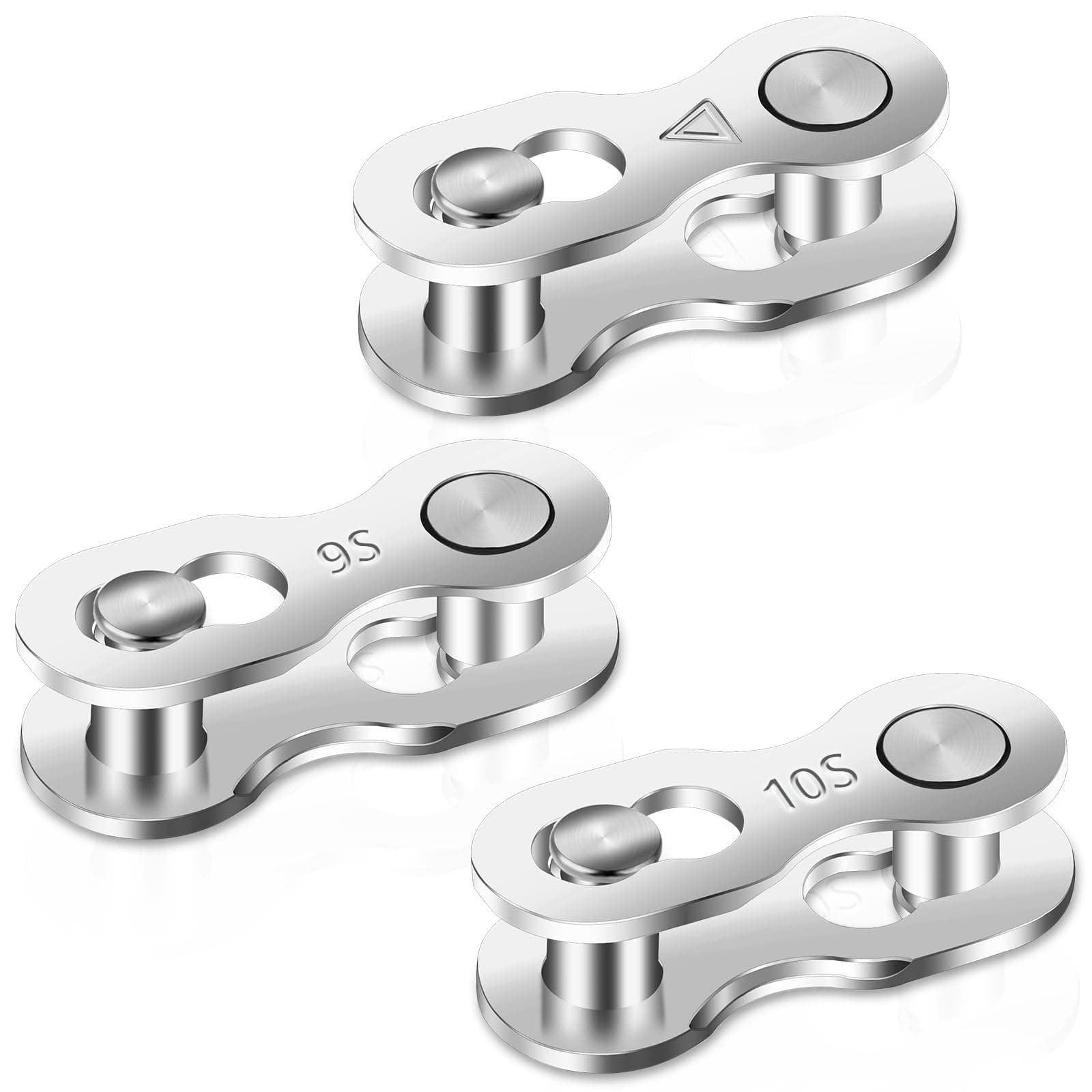 3 Pair Bike Master Link Bike Chain Link Bicycle Missing Link for 8-9-10 Speed Chain Bike Chain Master Link Reusable Steel Bike Chain Link Professional Chain Link Connector Silver