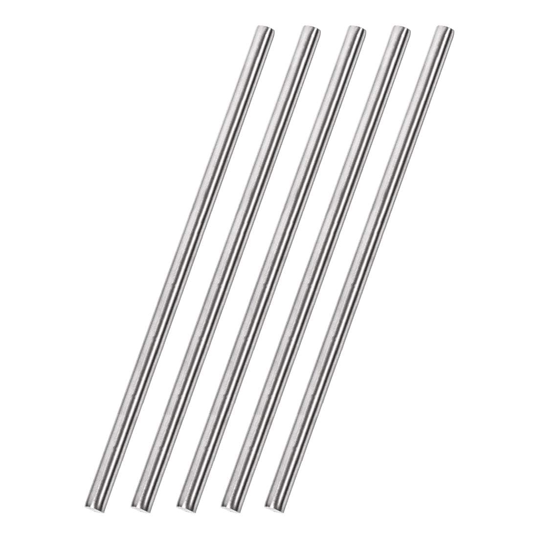 uxcell 6mm x 250mm 304 Stainless Steel Solid Round Rod for DIY Craft - 5pcs