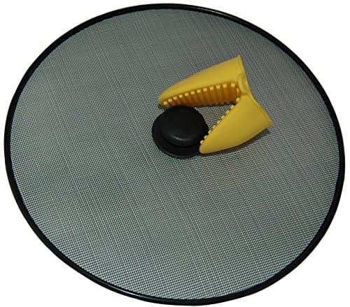 Splatter Guard & Silicone Finger Mitt - Thirteen Inch (13") Black Sturdy Wire Screen to Reduce Oil and Grease Splatter - More Kitchen Safety with Heat Resistant Hand Mitt