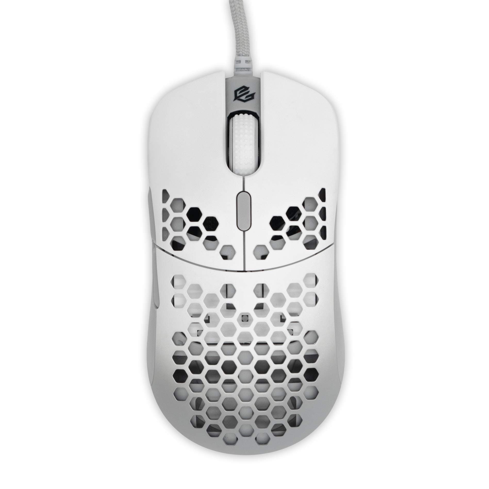 G-Wolves HTM Hati Ultra Lightweight Honeycomb Design Wired Gaming Mouse 3360 Sensor - PTFE Skates - 6 Buttons - Only 61G (White)