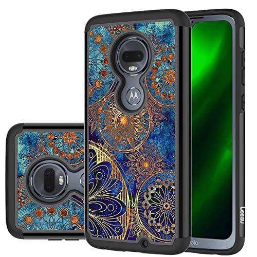 LEEGU Case for Moto G7, Shock Absorption Dual Layer Heavy Duty Protective Silicone Plastic Cover Rugged Case for Motorola Moto G 7th Generation - Gear Wheel