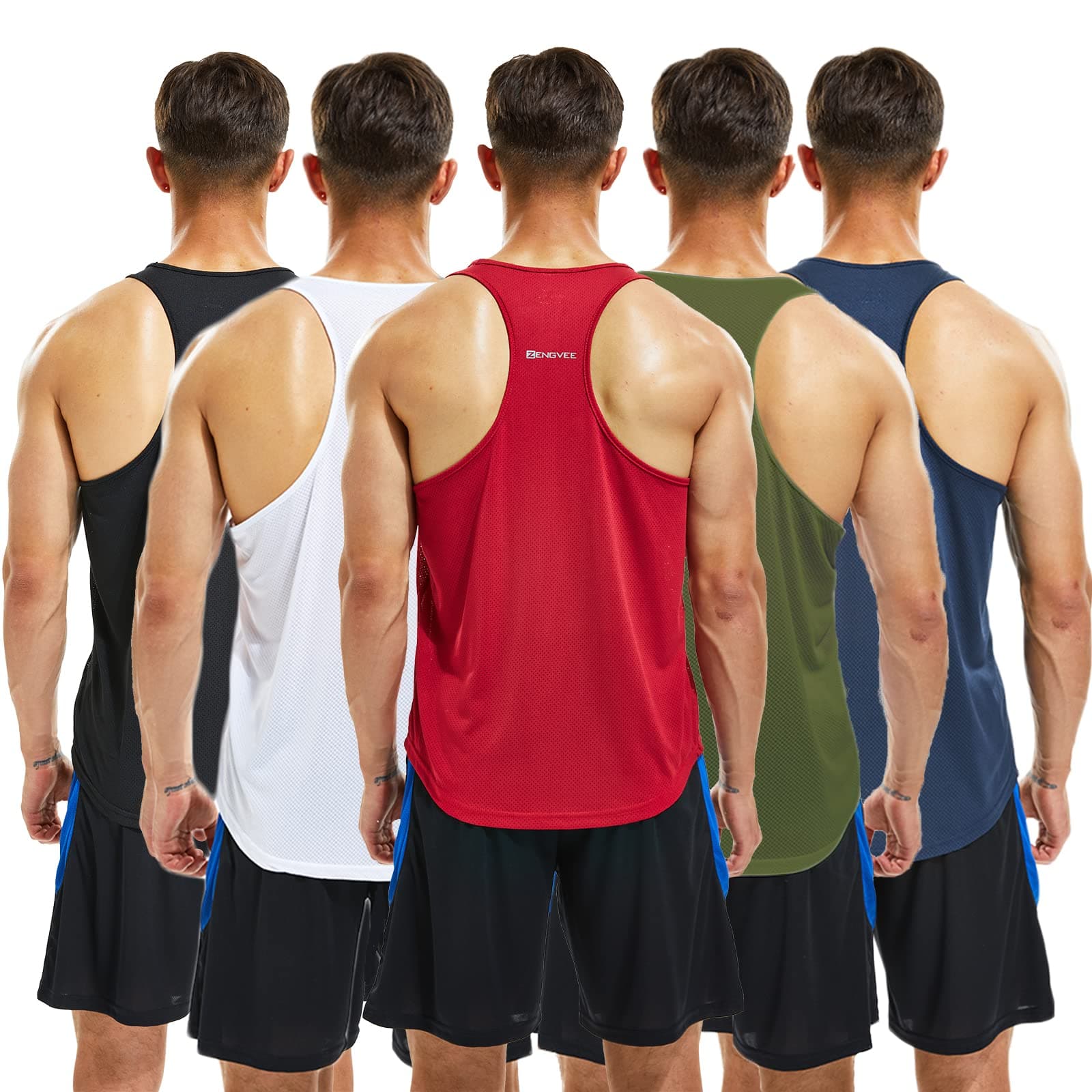 3 Pack Running Muscle Tank Top for Men Quick Dry Workout Sleeveless Tops Breathable Y-Back Shirts Training Bodybuilding Vests