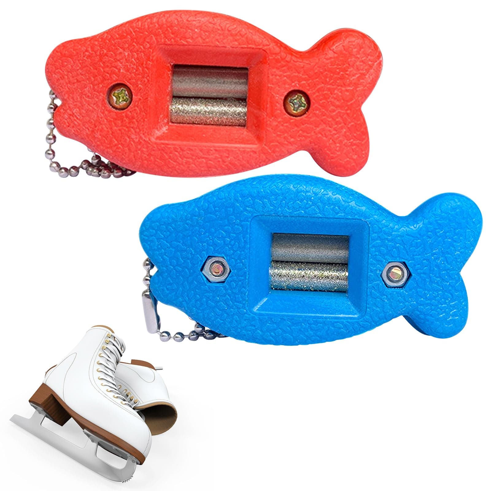 Hockey Skate Sharpener, 2 Pieces Ice Skate Sharpener, Ice Skate Sharpener, Ice Skate Sharpener Blade for Ice Skates, Hockey, Blades (Red, Blue)