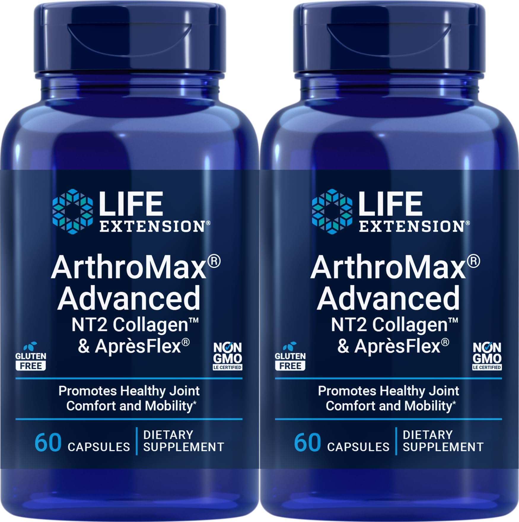 Life Extension ArthroMax Advanced with NT2 Collagen & ApresFlex, 60 Capsules (Pack of 2)