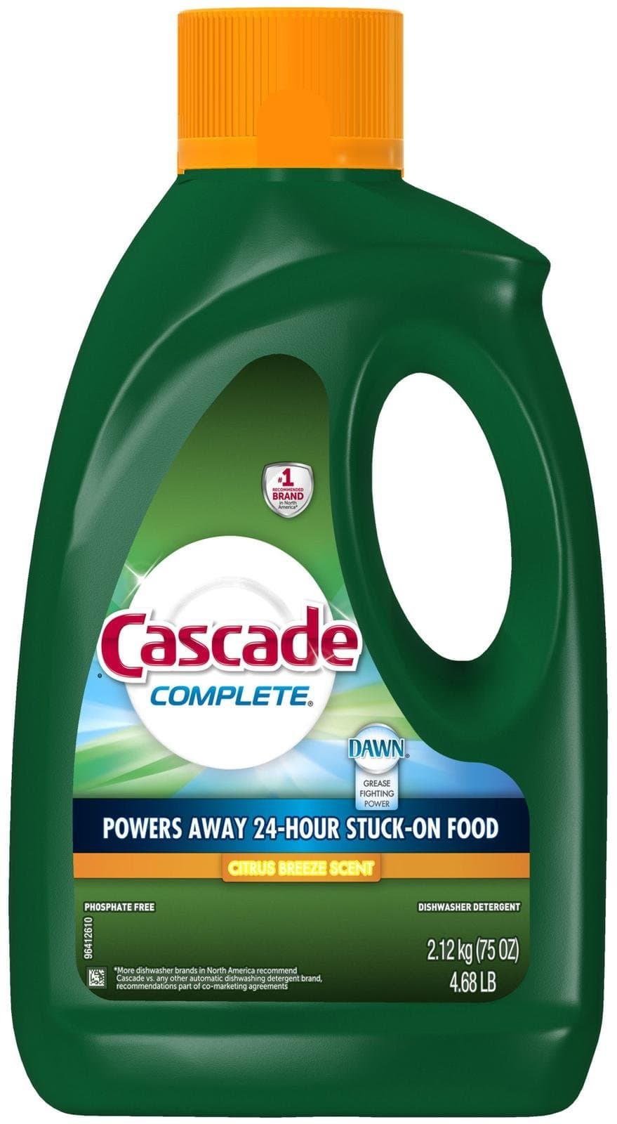 Cascade Complete Gel All-in-1 Dishwasher Detergent, Citrus breeze, 74.88 Oz (Pack of 2)