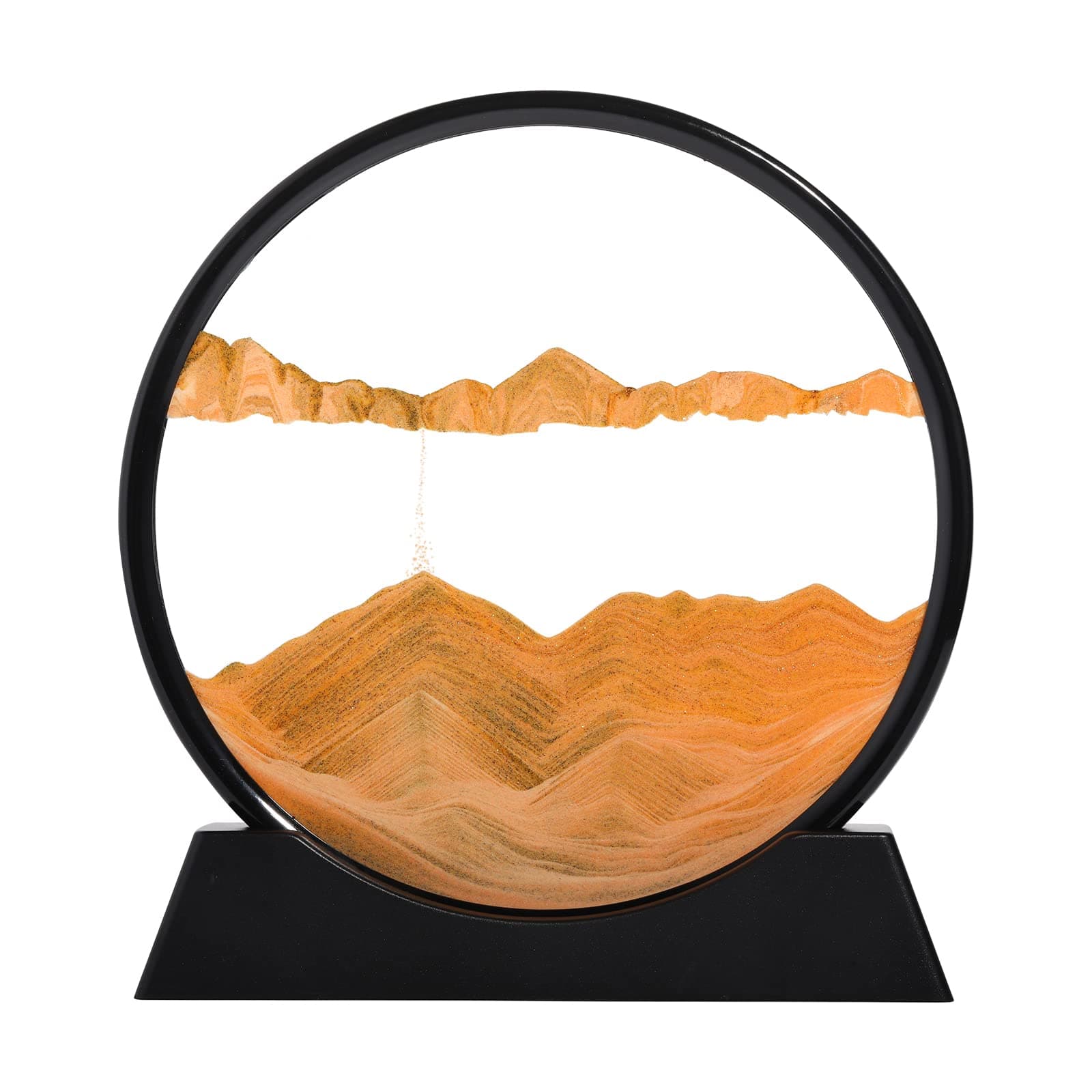 Flocovers Moving Sand Art Decor - Round Moving Sand Art Frame, Sand Art Liquid Motion, Stress Relief, Suitable for Living Room, Office, Home, Art Gallery