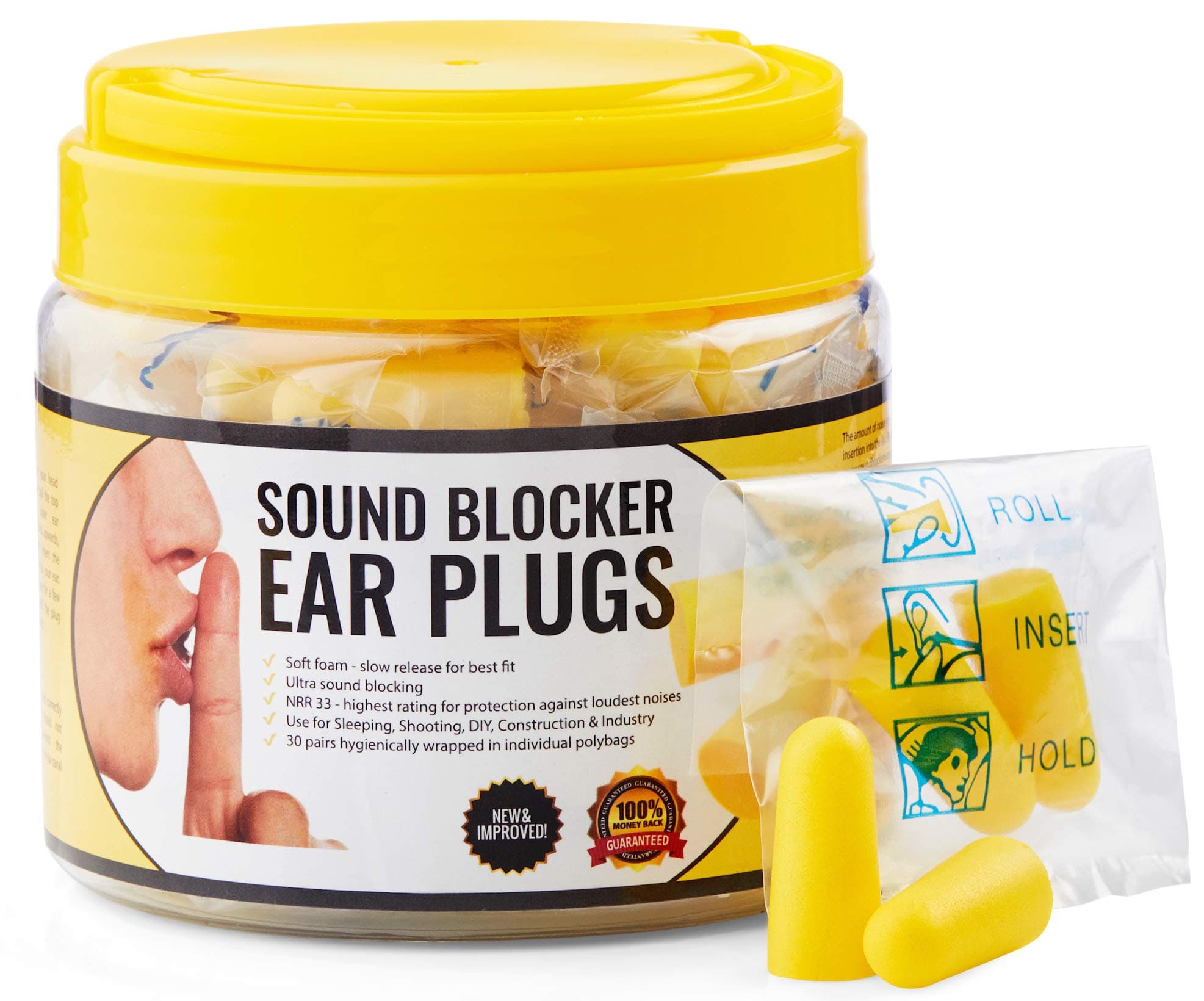 Organized Explorers Ear Plugs 32db Highest Rating Bell-shaped- 50 Pairs (100 Pieces) Sound Blocking Earplugs - Block Snoring & Annoying Noise For Peace & Quiet - Perfect For Travel & Study, Sleep, Carrying Case Included