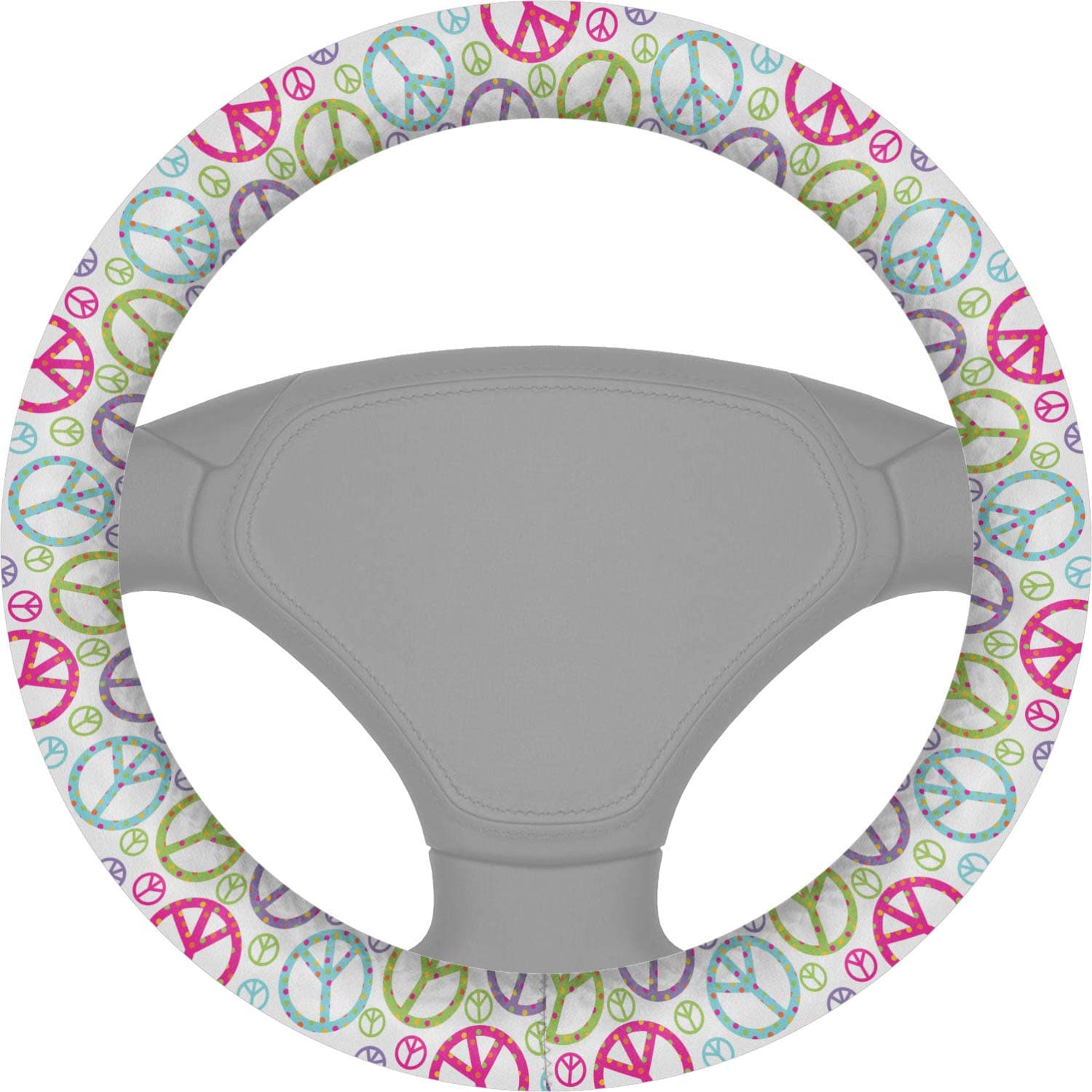 Harlequin & Peace Signs Steering Wheel Cover (Personalized)