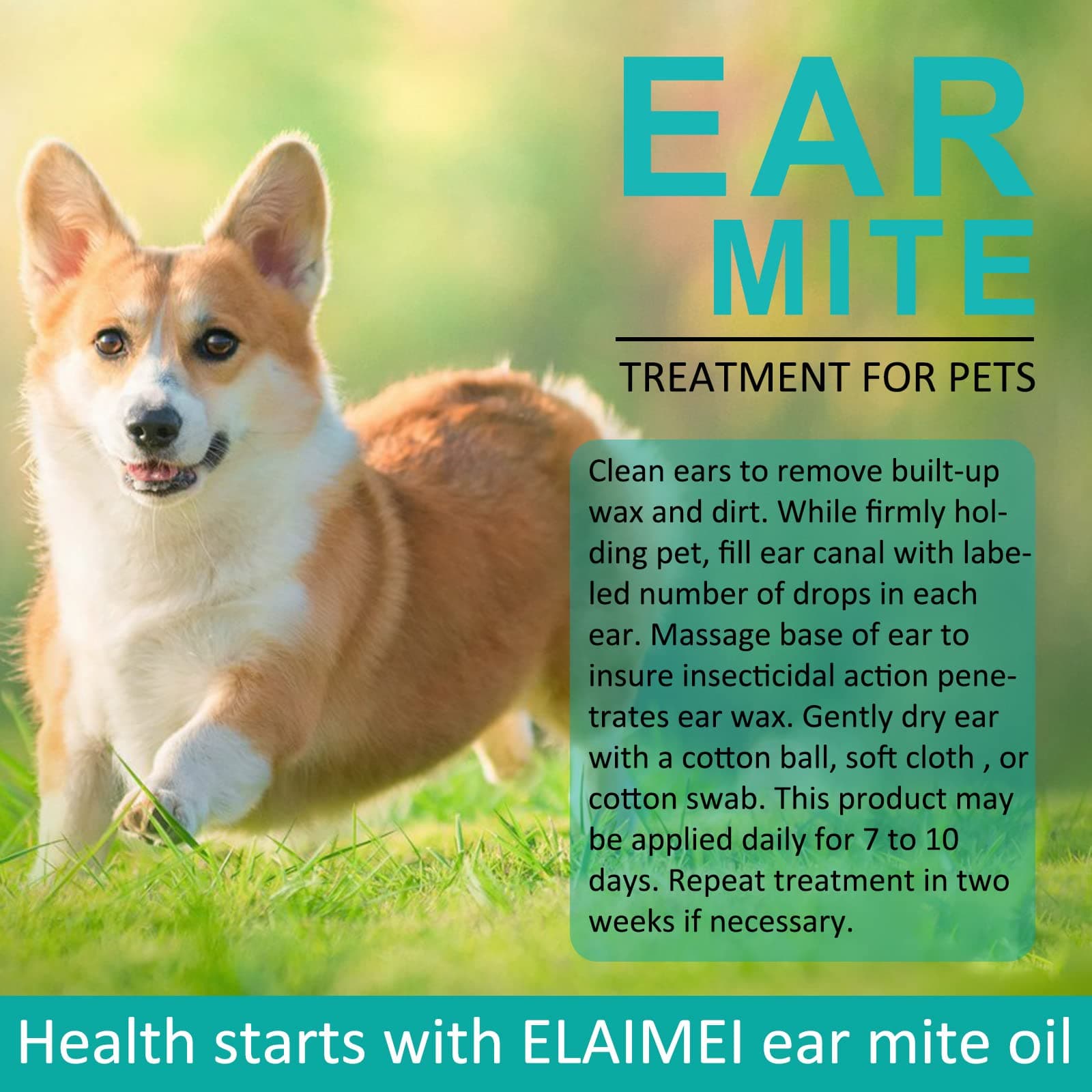 Pet Ear Cleaner for Ear Mite, Anti-Itch and Deodorizing Ear Cleaner (22ML)