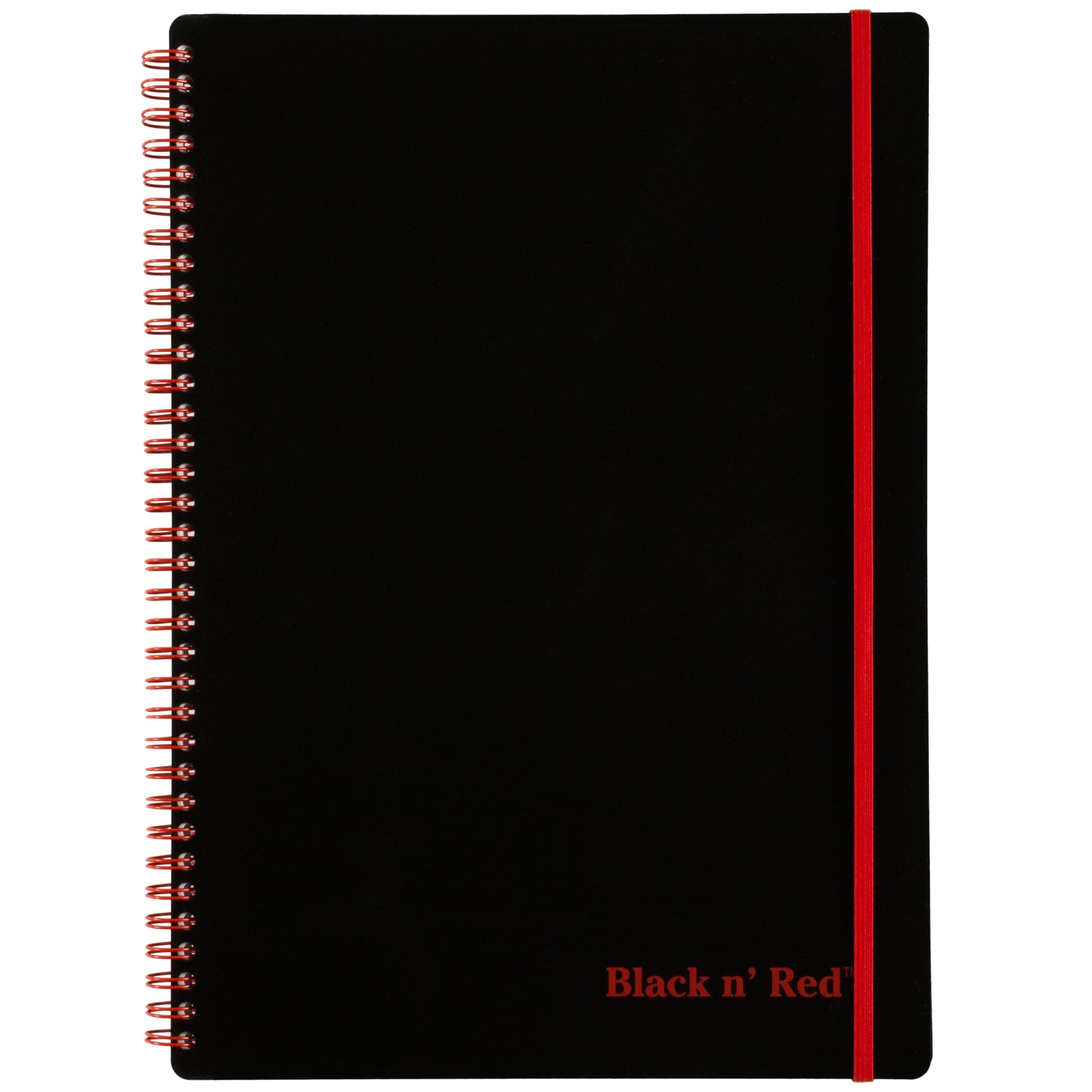 Black n' Red Notebook, Business Journal, 8-1/4" x 5-7/8", 70 Sheets, Ruled, Optik Paper, Scribzee App, Flexible Poly Cover, Wirebound, Black (C67009)