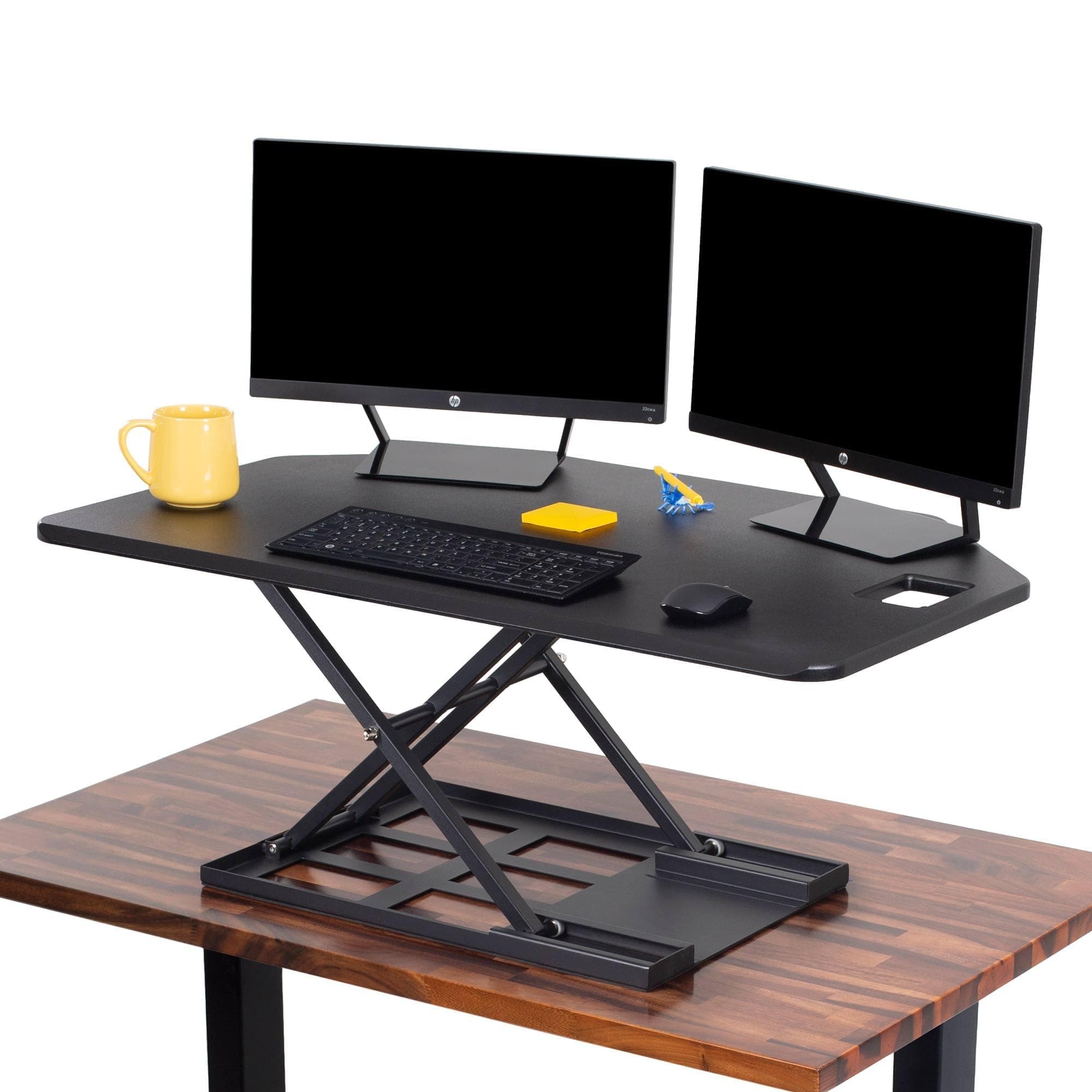 Stand Steady X-Elite Pro Corner Standing Desk | 40 Inch Corner Sit to Stand Desk Converter Ideal for Cubicles and L Shaped Desks! Easy Height-Adjustable and Fully Assembled!
