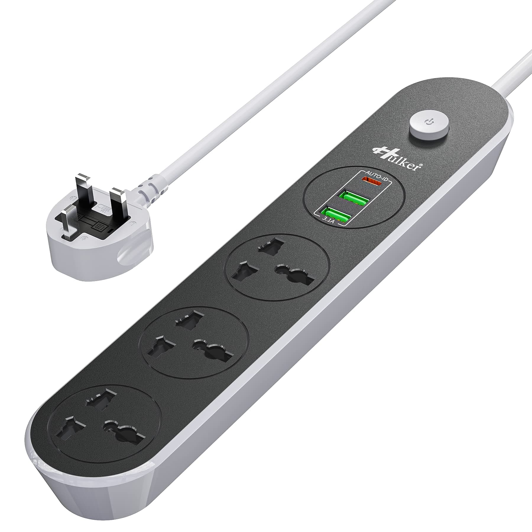 Extension Lead with USB slots 3 Way 3 USB Ports (1 Type C and 2 USB Ports) Extension Socket Universal Power Strips with 1.6 M Bold Extension cord 13A 3250W