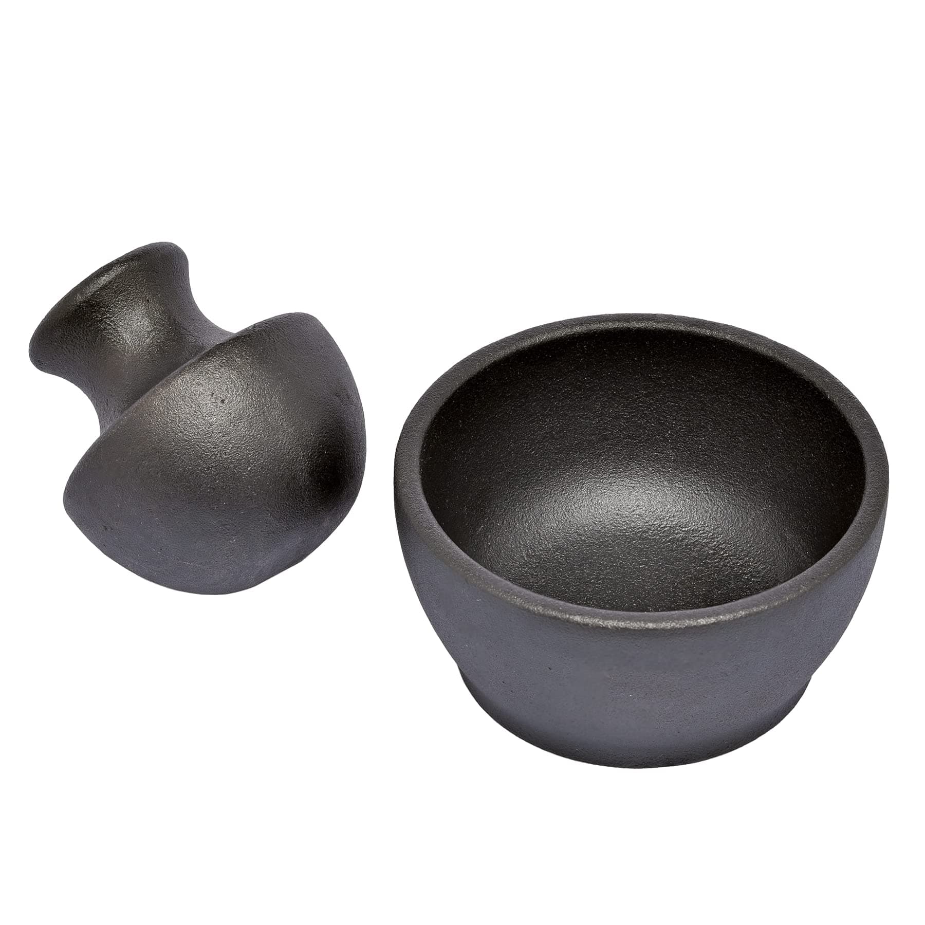 Manu Cast Iron Mortar & Pestle, 4" x 3", Black