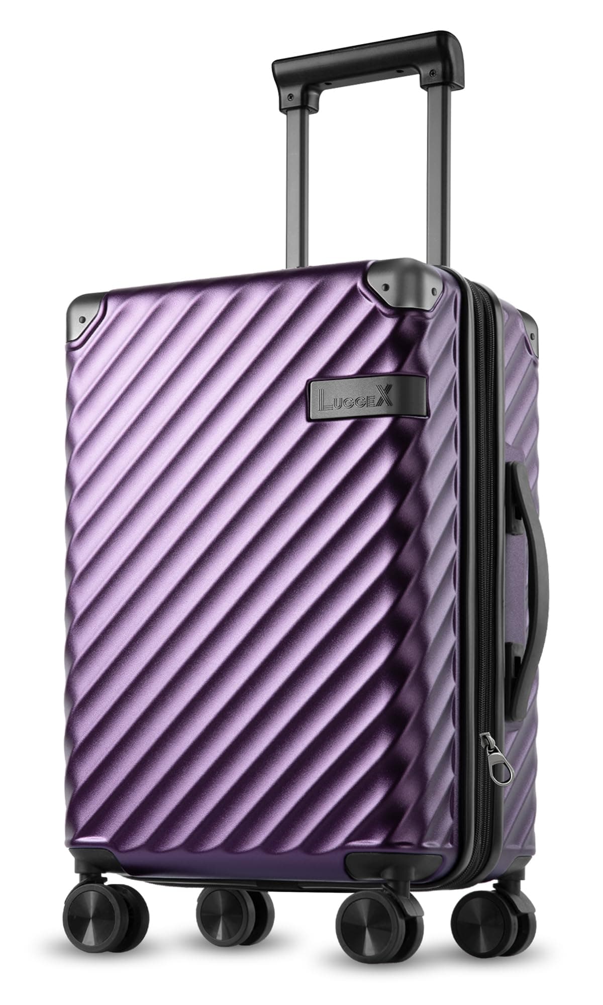 LUGGEXLuggage with Spinner Wheels, Polycarbonate Expandable Hard Shell Suitcase, Carry On 20 Inch, PurpleGlobal Recycled StandardGlobal Recycled StandardGlobal Recycled Standard