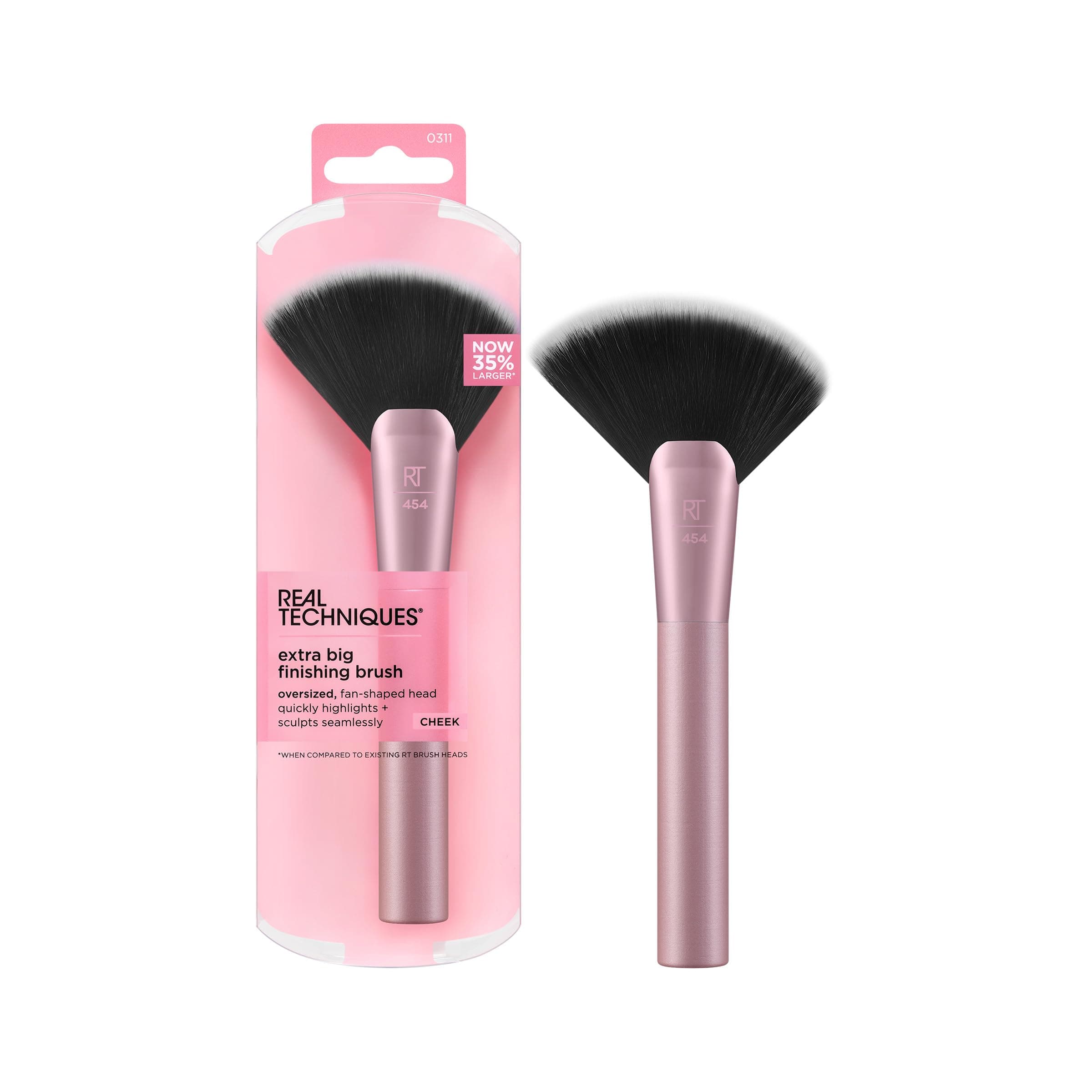 Extra Big Finishing Brush, Large Oversized Fan Brush For Powder Bronzer, Highlight, & Contour, Cruelty-Free, Synthetic Bristles, 1 Count