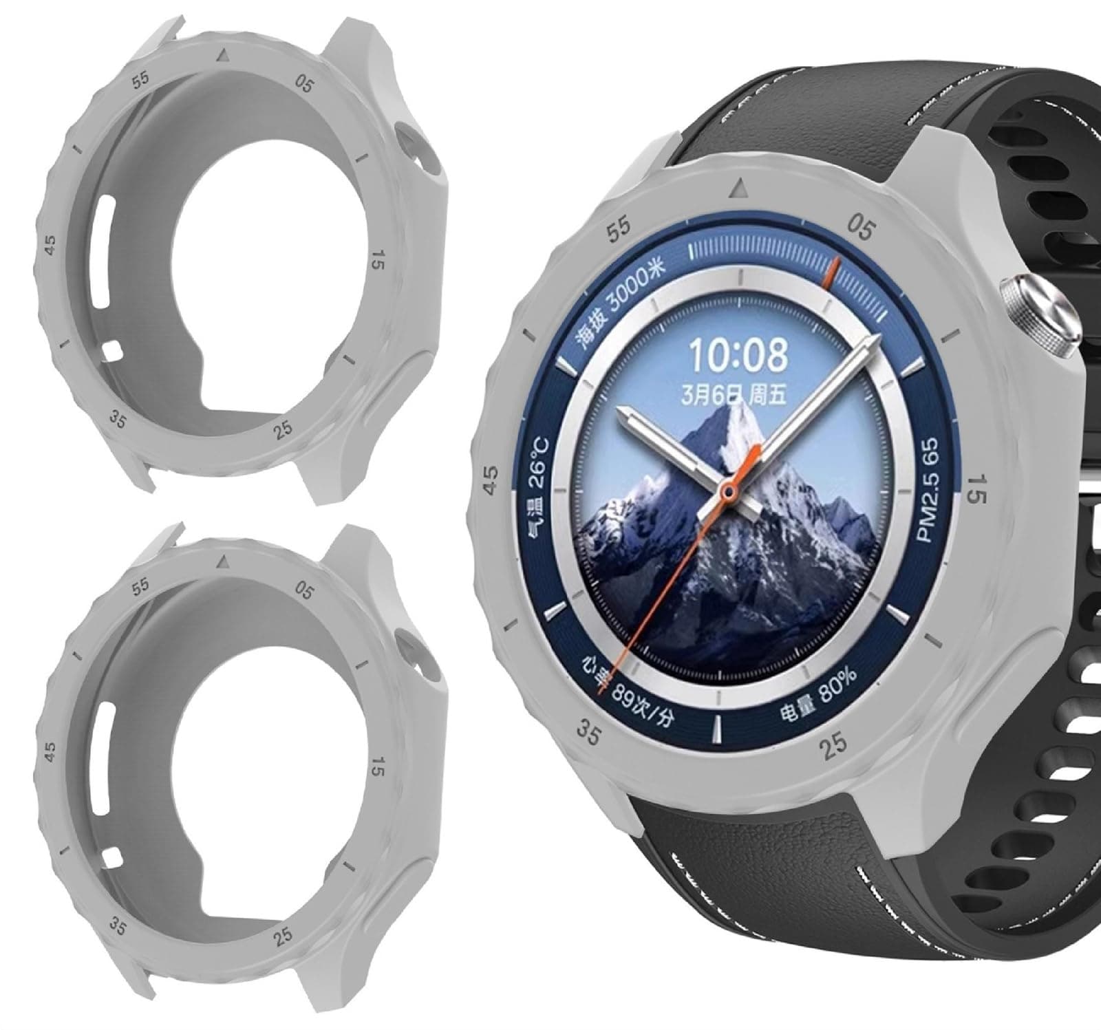 GIOPUEY Case Compatible with OnePlus Watch 3, Pack of 2, Soft TPU Silicone Protective Case Cover - Grey