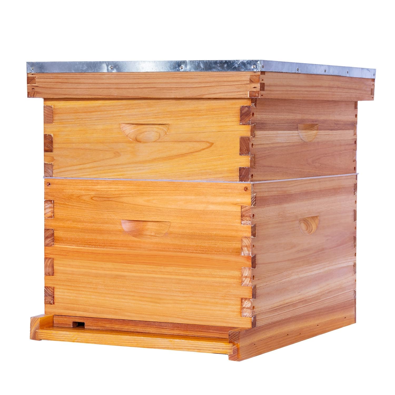POLLIBEE 10 Frame Bee Hive,Beeswax Coated Beehive Kit for Bee Keeper,Complete Beehive Include 1 Deep Brood Bee Box and 1 Medium Bee Hive Box with Frames and Foundations