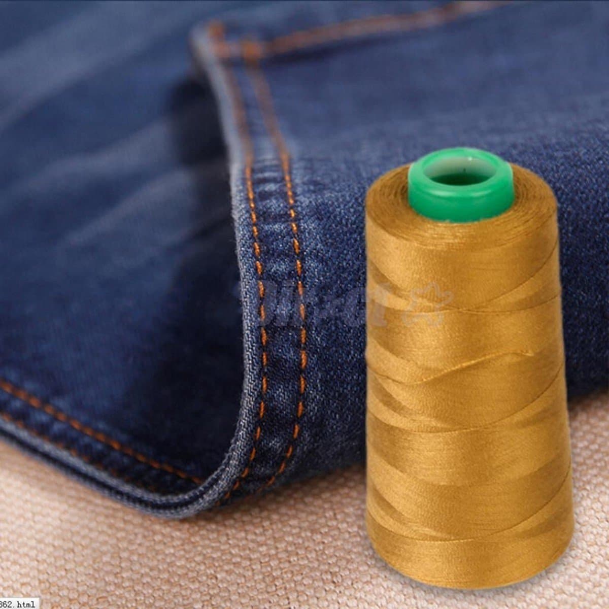 WellieSTR Heavy Duty 100% Polyester Sewing Thread Brown 20s/3 for Jeans Canvas (Jiang Huang)
