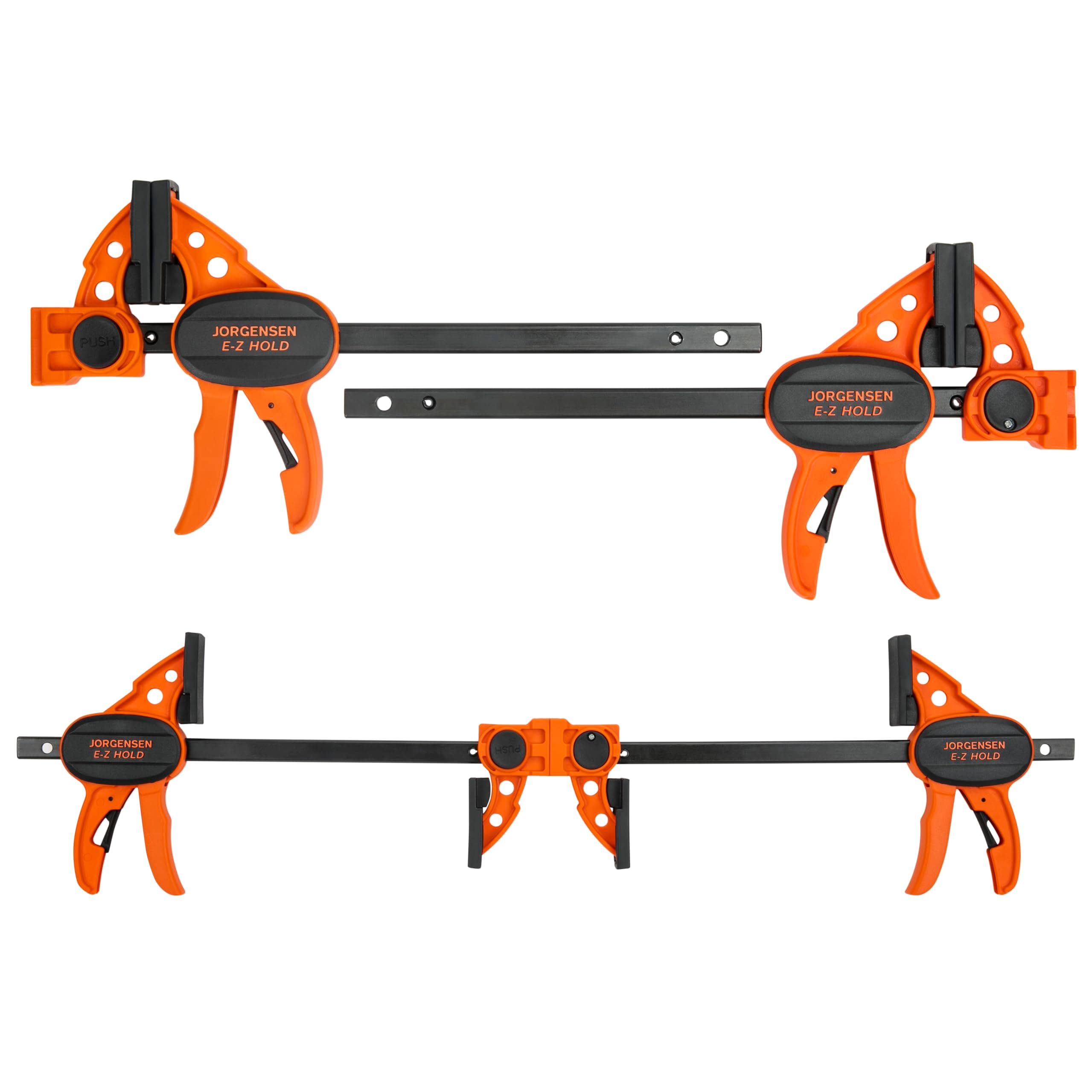 6" Bar clamps for woodworking - 4-Pack, One-Hand Light Duty E-Z Hold Spreader Clamp, 200 lbs Capacity, Versatile and Easy-to-Use Design