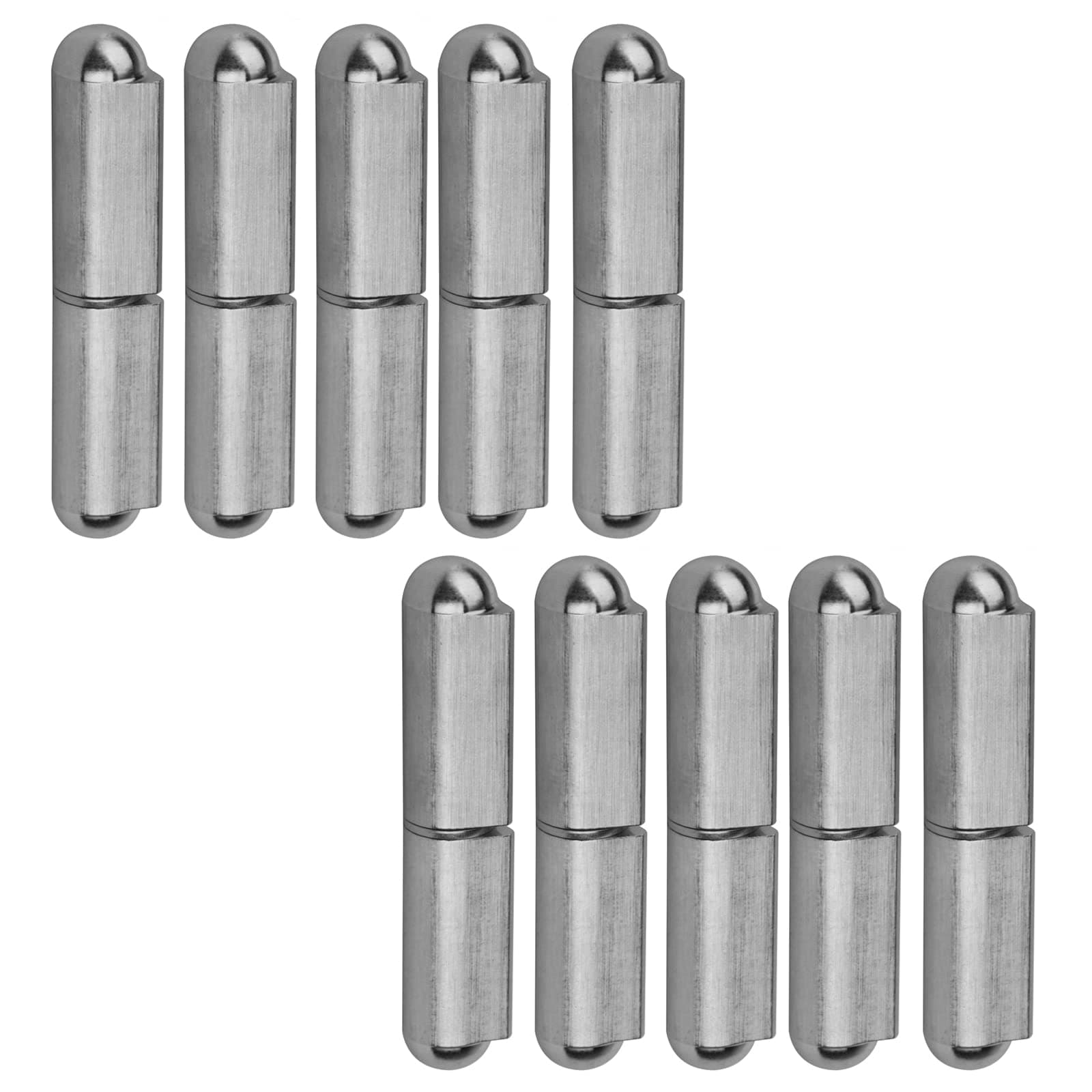 10 Pack 3" Weld On Bullet Hinges, Stainless Steel 304, Brushed Finish, Silver, 3-1/8" x 5/8", 5/16" Pin, 360 Degree Rotation, Heavy Duty Gate Hinges for Door Swing Trailer Ramp
