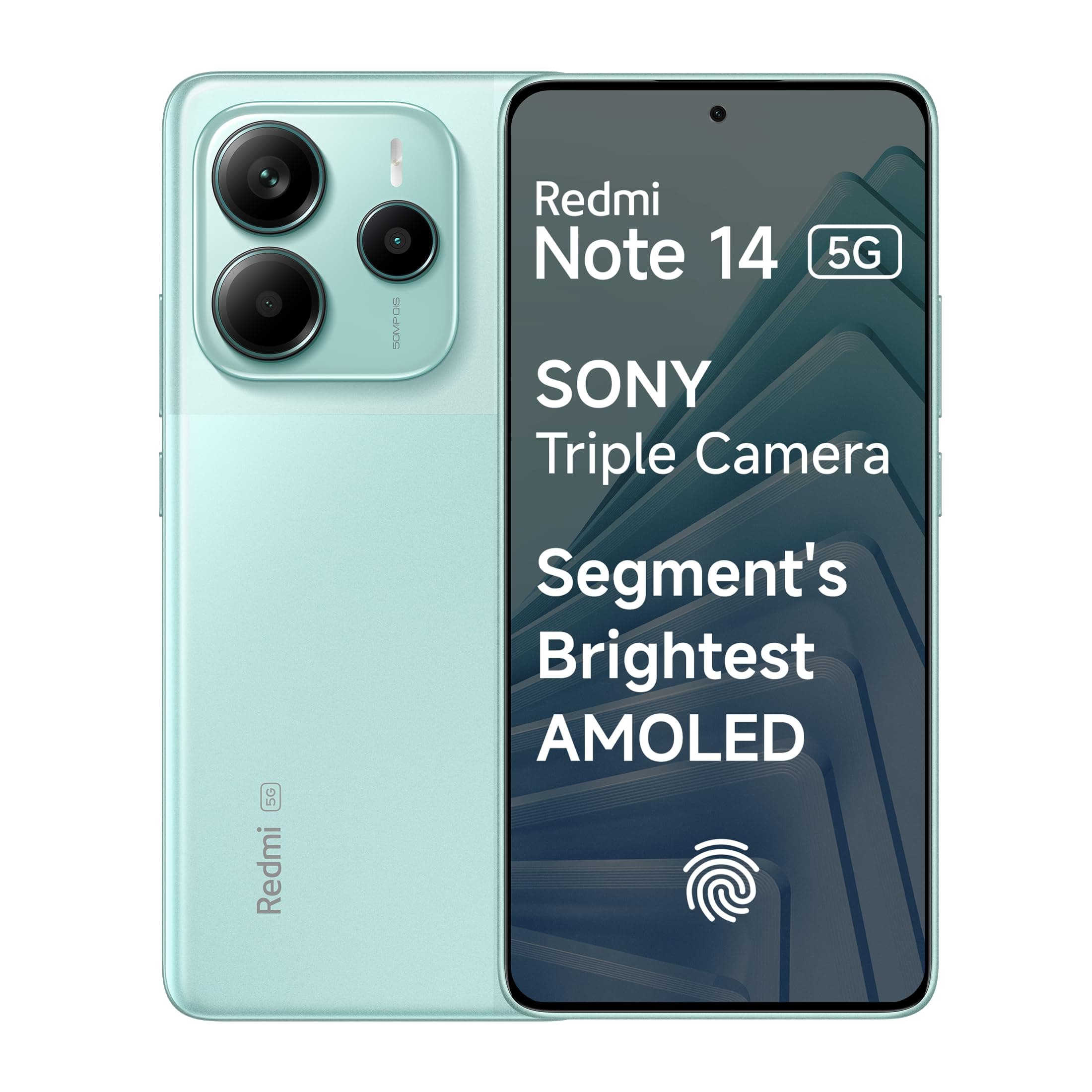 Redmi Note 14 5G (Ivy Green, 6GB RAM 128GB Storage) | Global Debut MTK Dimensity 7025 Ultra | 2100 nits Segment Brightest 120Hz AMOLED | 50MP Sony LYT 600 OIS+EIS Triple Camera