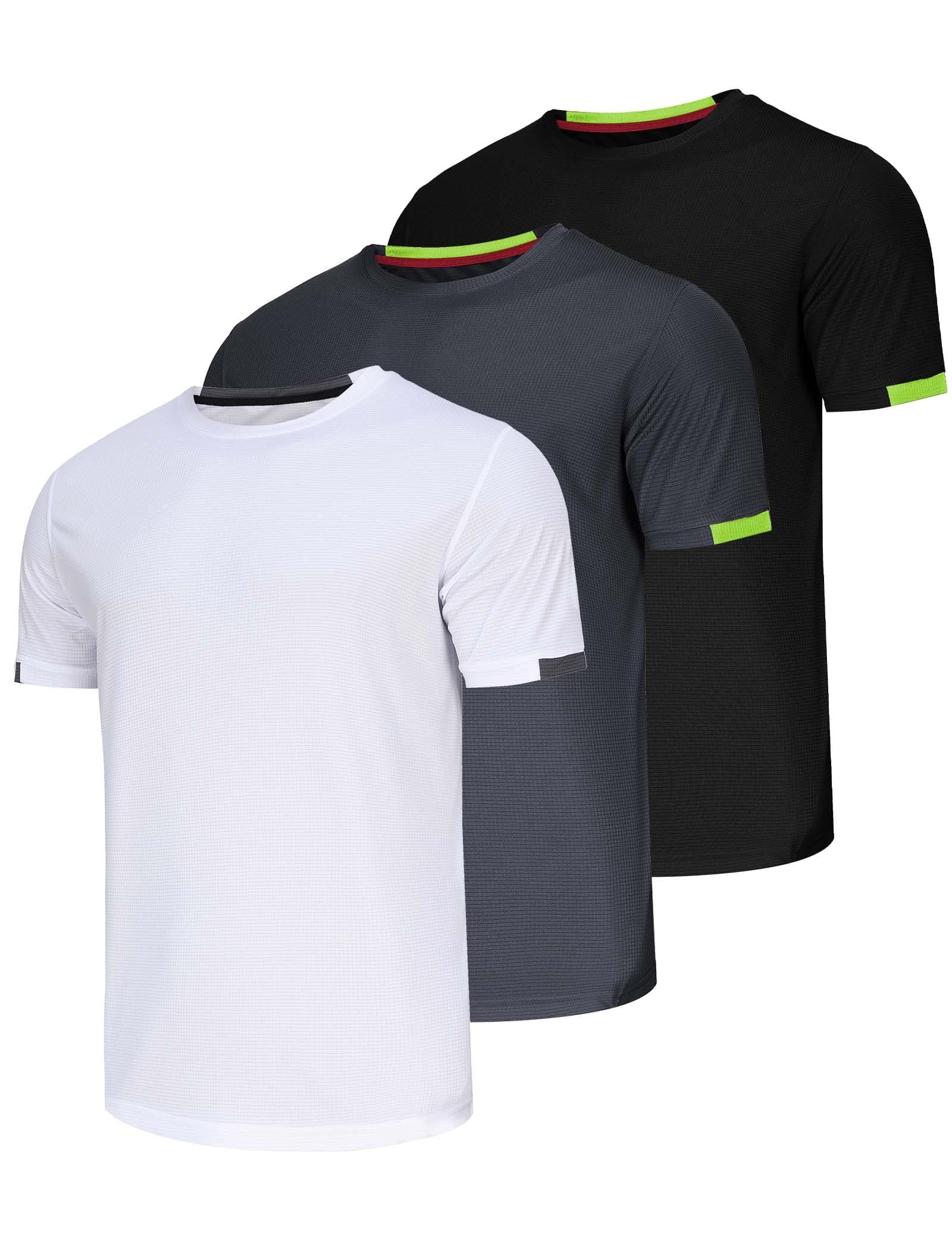3 Pack Men T Shirts Running T Shirts for Men Gym Men's T Shirts Sport Tops for Men Dry-Fit Athletic T Shirts Breathable Activewear Shirts Work Shirt Muscle Fit Shirts Multipack