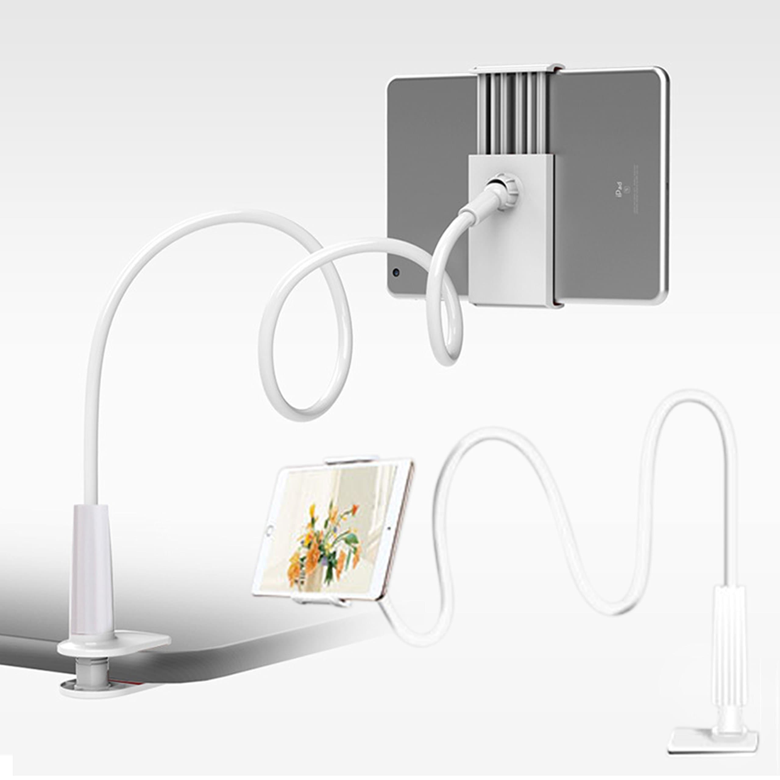 HeHe Universal 4-10.6 Inch Mobile Phone Holder/ Ipad Holder/Tablet Computer Holder,Cell Phone Clip-on Holder Long gooseneck flexible telescopic arm holder Mount Lazy Bracket 360° Roating Mobile Phone Stand/Ipad Stand/Tablet Computer Stand Fit On Desktop Bed Mobile Stand for Bedroom Office Bathroom Kitchen - White