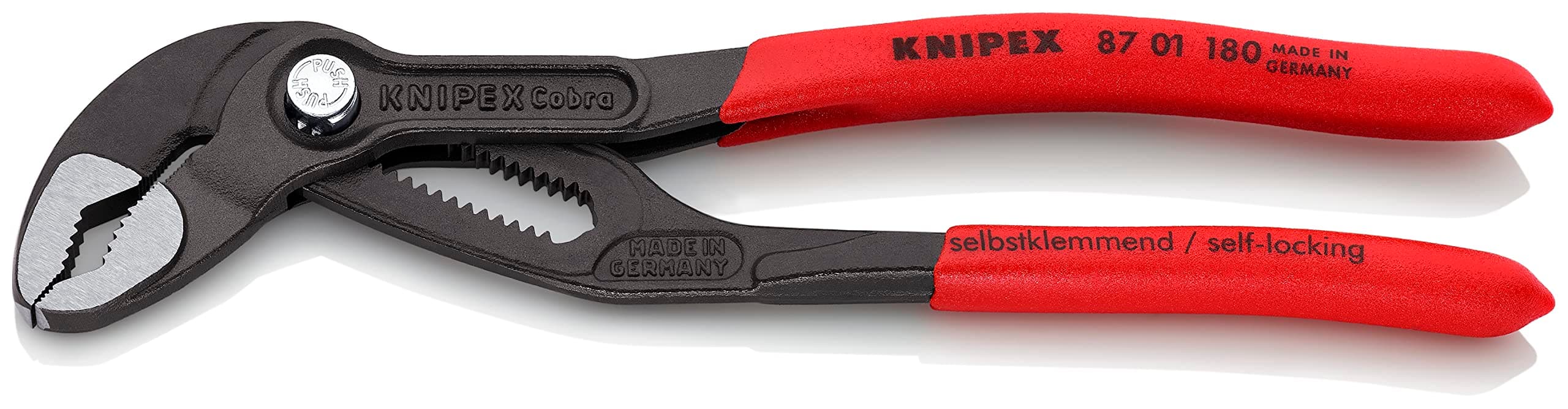KNIPEX | 87 02 180 | Cobra® Water Pump Pliers | Multi-Component Handle | Grey Atramentized - 180mm