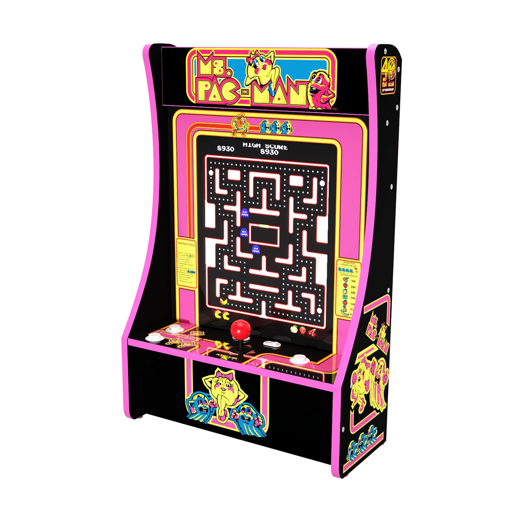 Arcade1Up Ms. PAC-MAN Partycade - 40th Anniversary Black Edition - 10 Games