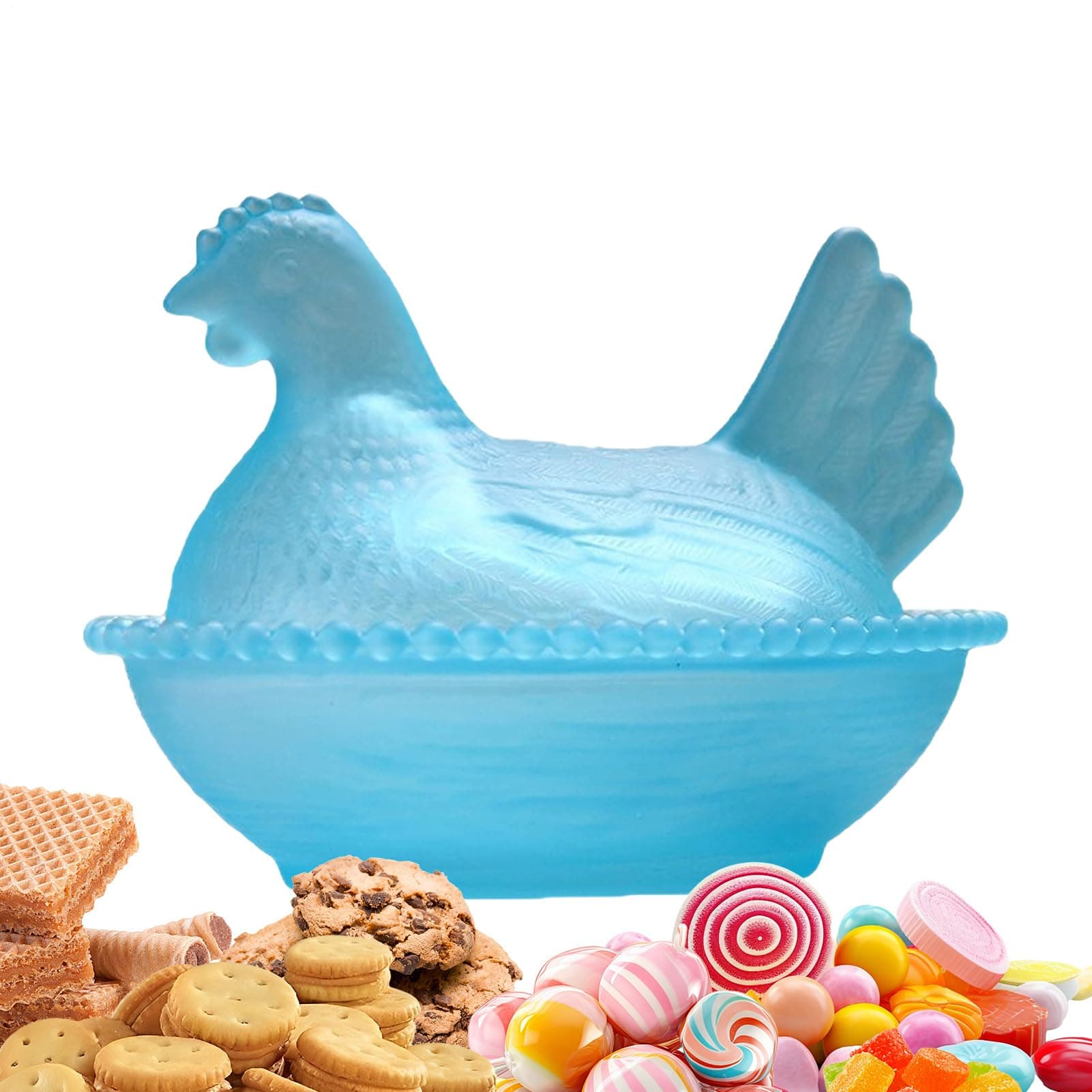 Glass Candy Dish | Hen Shaped Decorative Dessert Storage | Clear Chocolate Dish,for Chocolate Snack Fruit Candy Kitchen Living Room Dining Room Table Desk Counter Office