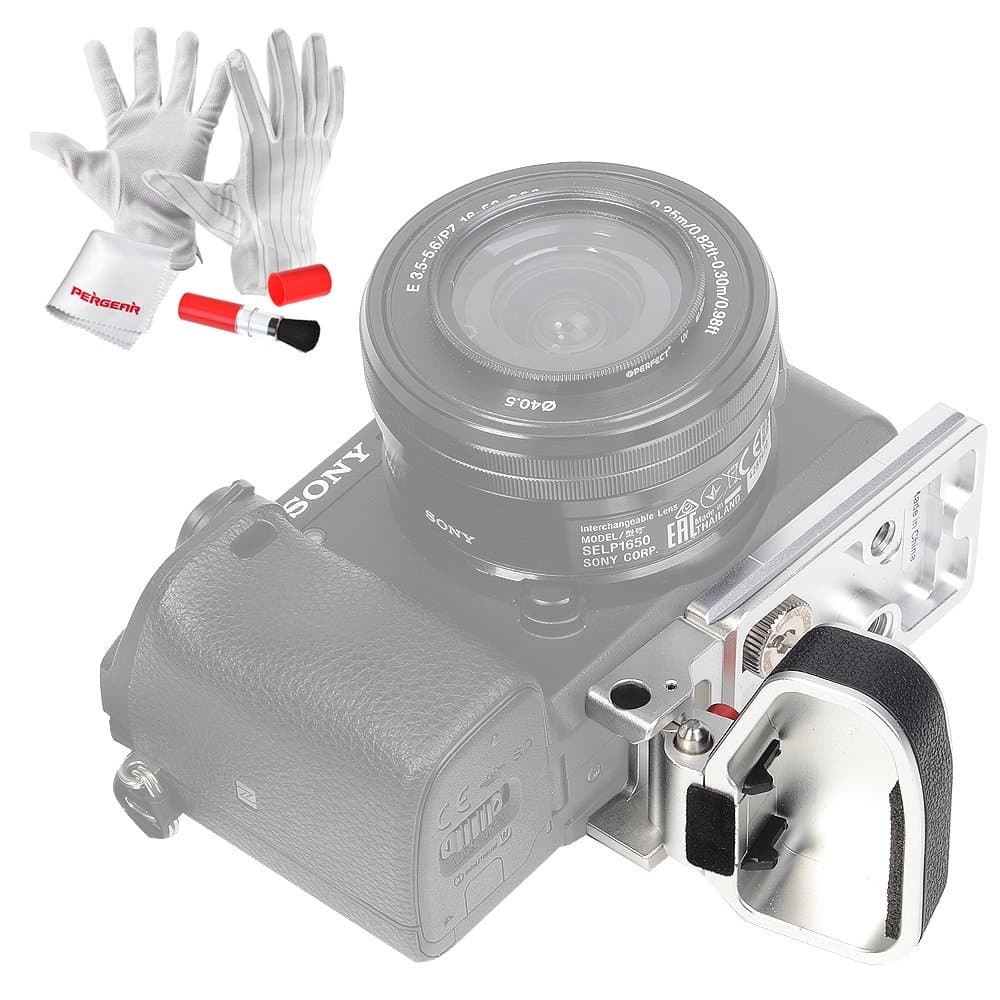 Lennon Quick Release L Plate Bracket Hand Grip for Sony A7II A7RII A7RIII A7S2 A9 with Unlock Button to Change Batteries Freely - Silver