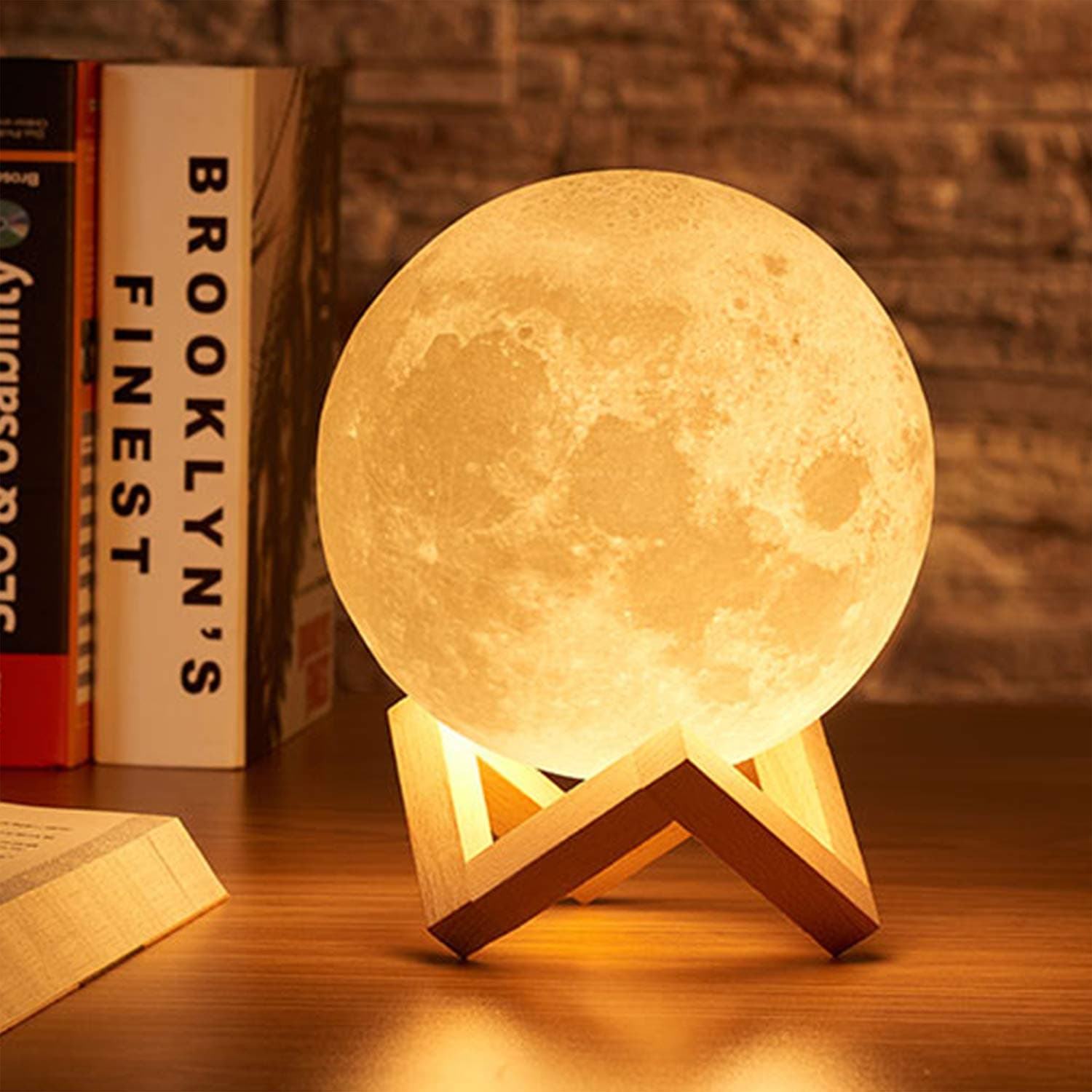 Moon Lamp, Welkey Plus 16 Colors 3D Printing LED Night Light Moon Light with Stand & Remote Control, Dimmable & Time Setting, USB Rechargeable for Kid Lover Birthday Day Gift (4.8in)
