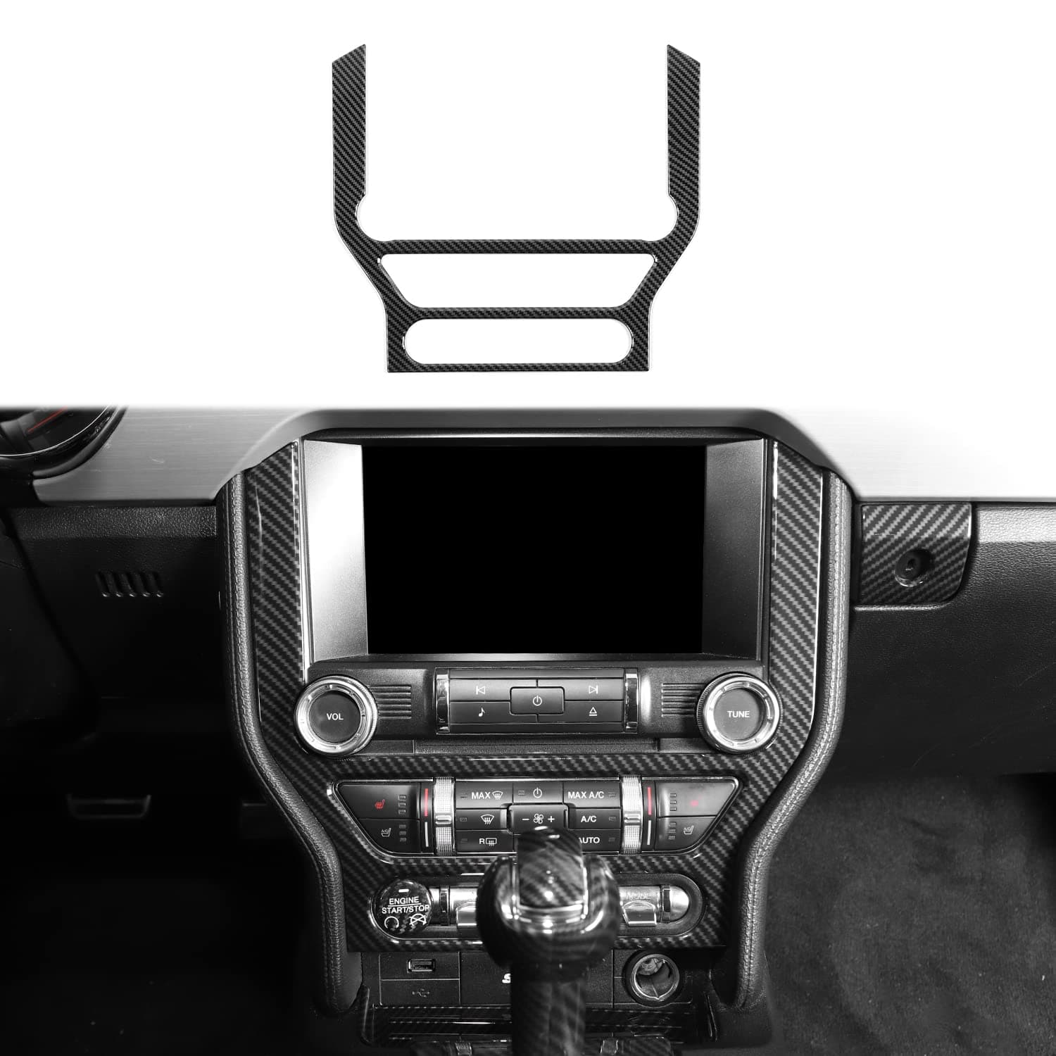 Linskip Center Console Panel Trim Compatible with Ford Mustang GT 2015 2016 2017 2018 2019 2020 2021 2022 2023, Air Conditioning AC Panel Trim, Mustang Interior Accessories(Carbon Fiber)