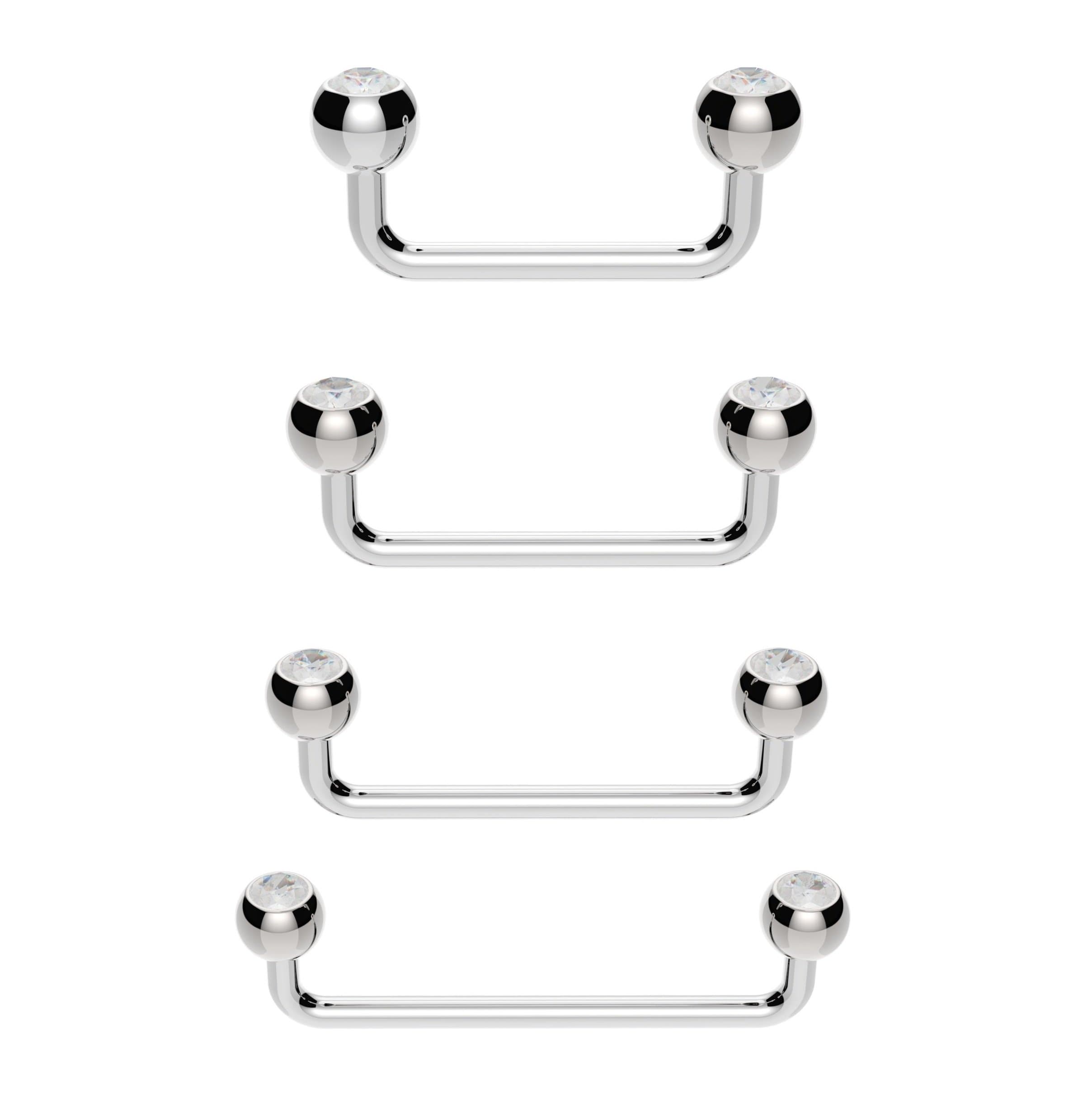 Vault 101 Limited Staple Surface Piercing Barbell Bar (Various Gauges & Lengths) with Clear GEM Balls (1.2mm (16g), 25 MM)