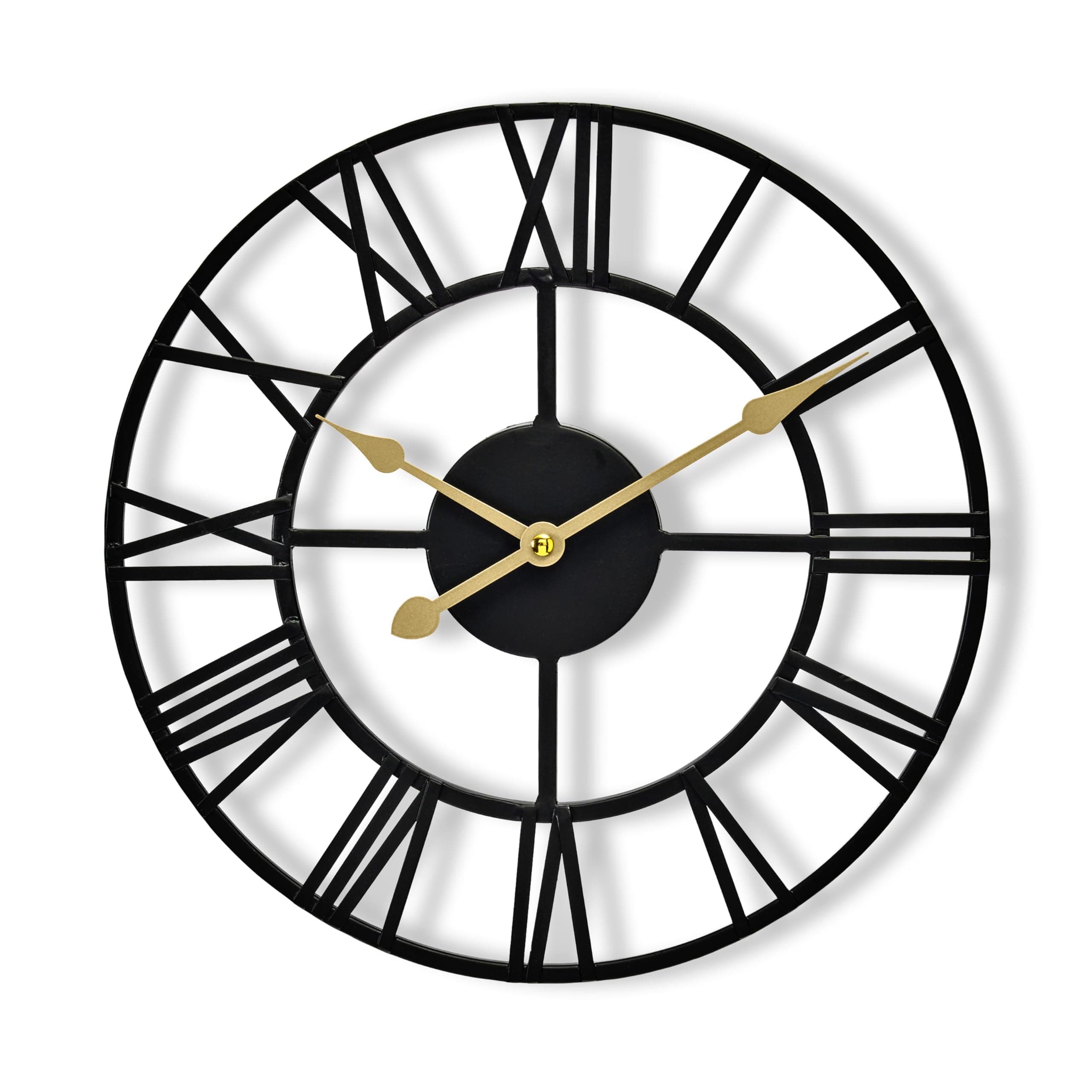Large Wall Clock for Living Room Decor - 12 inch Big Wall Clock Decorative - Battery Operated - Roman Numeral Analog Large Clock for Bedroom, Room, Home, Kitchen, Office, Wall Decor (Black)