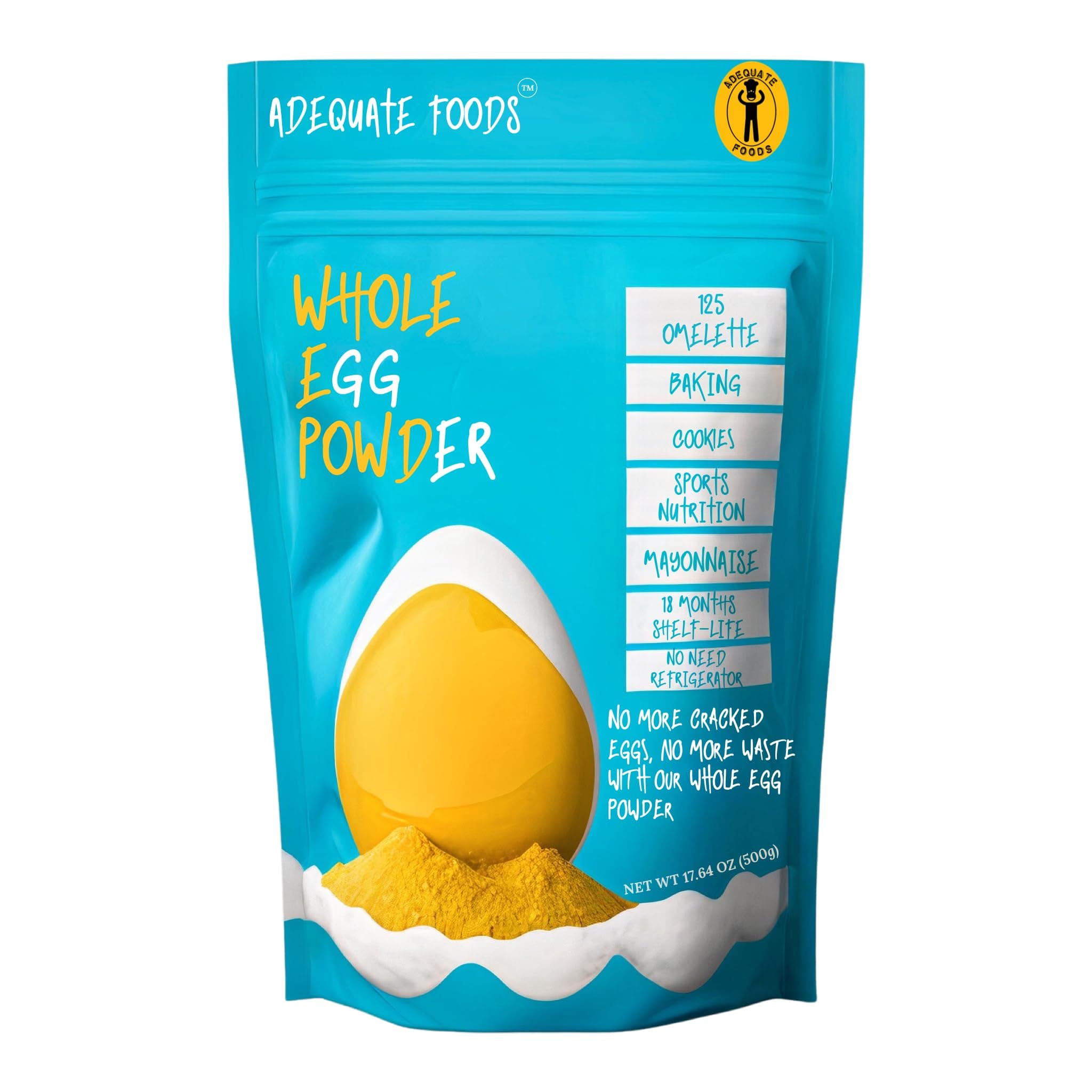 Whole Egg Powder 500g – 100% Pure & Pasteurized, High-Protein Shelf-Stable Egg for Baking, Cooking & Fitness (125 Omelets per Pack)