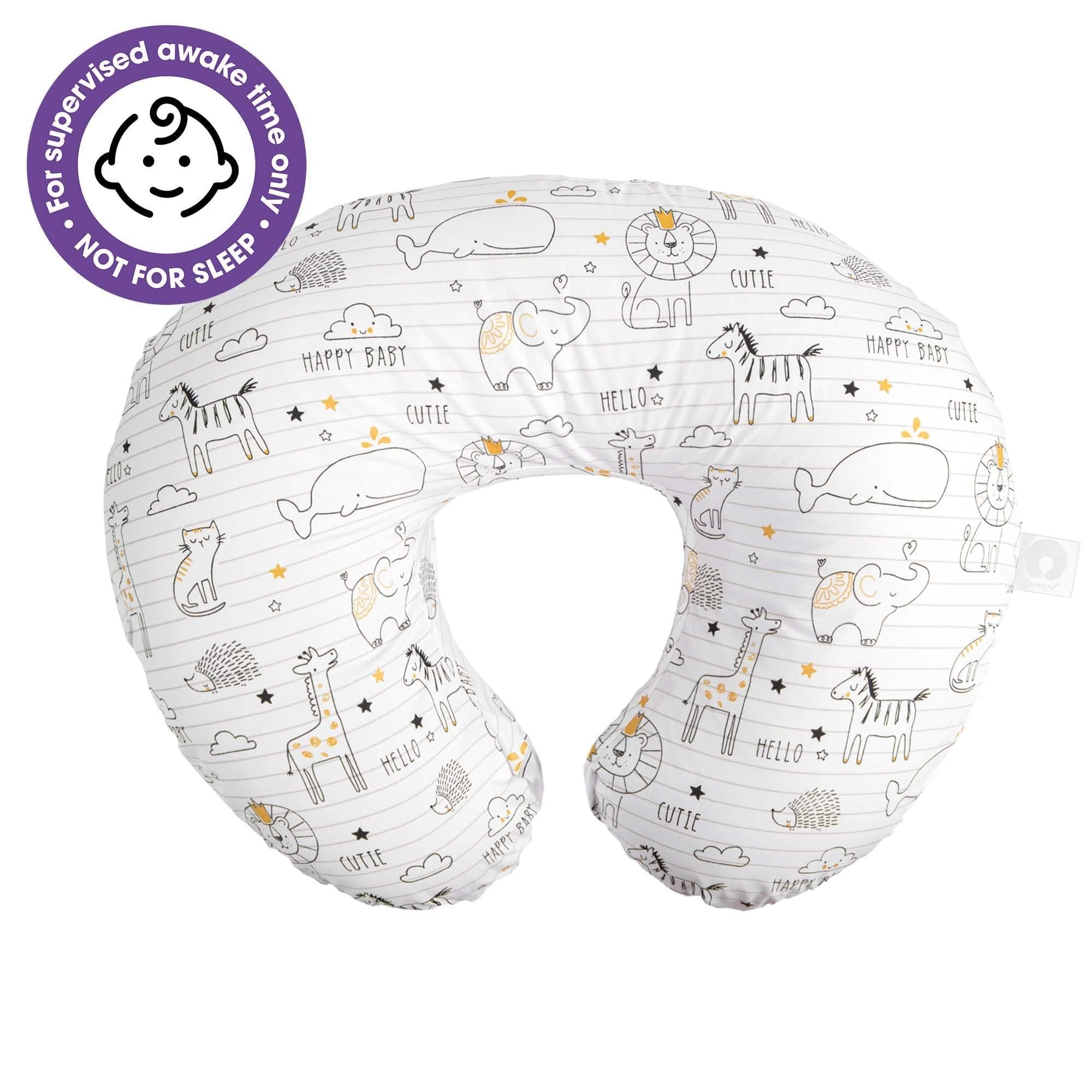 Boppy Nursing Pillow and Positioner - Original, Notebook Black and White with Gold Animals, Breastfeeding, Bottle Feeding, Baby Support, with Removable Cotton Blend Cover, Awake-Time Support