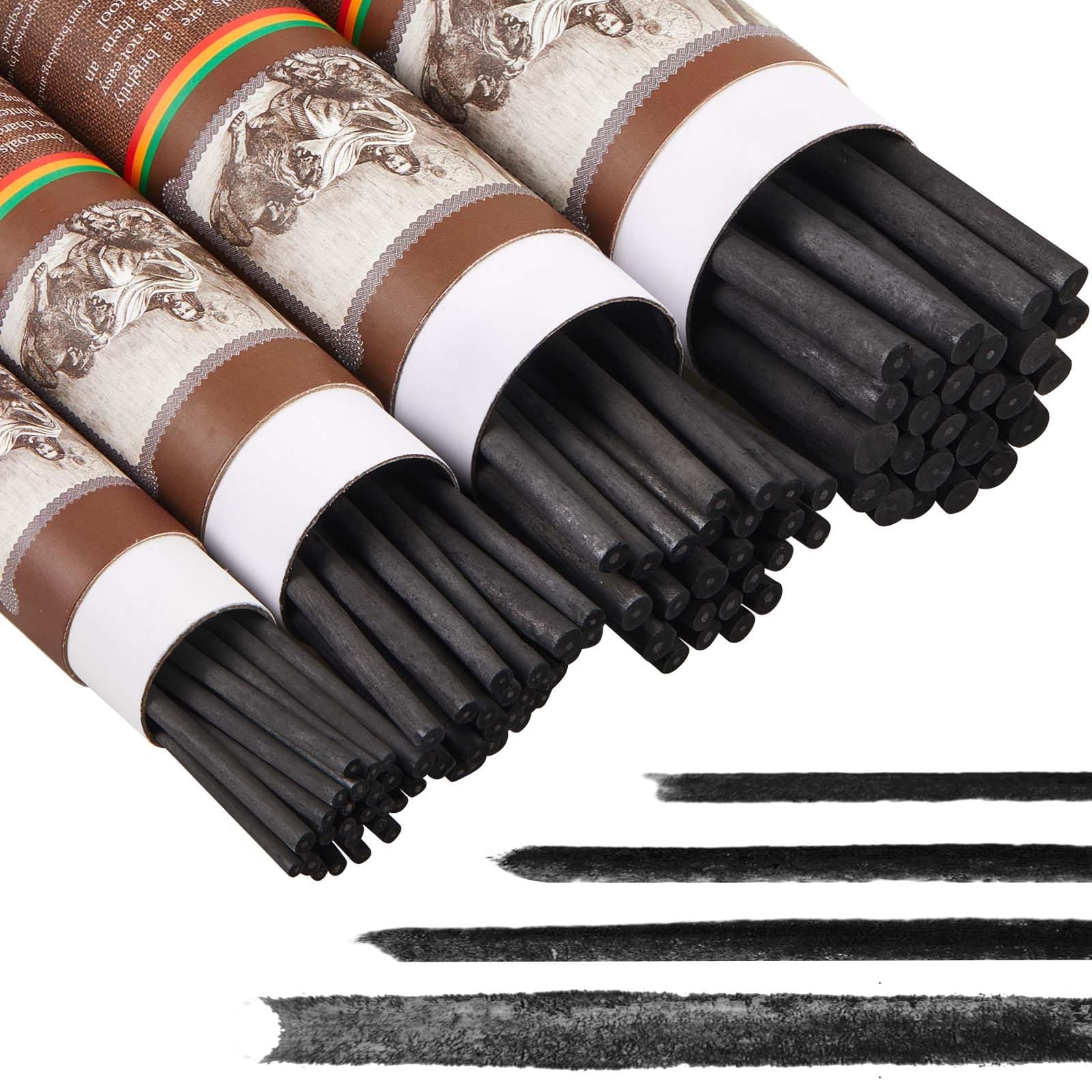 Gueevin 100 Pcs Willow Charcoal Sticks, Willow Charcoal, Artists, Beginners, Students, Perfect for Sketching, Drawing, Shading, and Fine Art Christmas Gifts for Art (2-4mm,4-5mm,5-7mm,7-9mm)