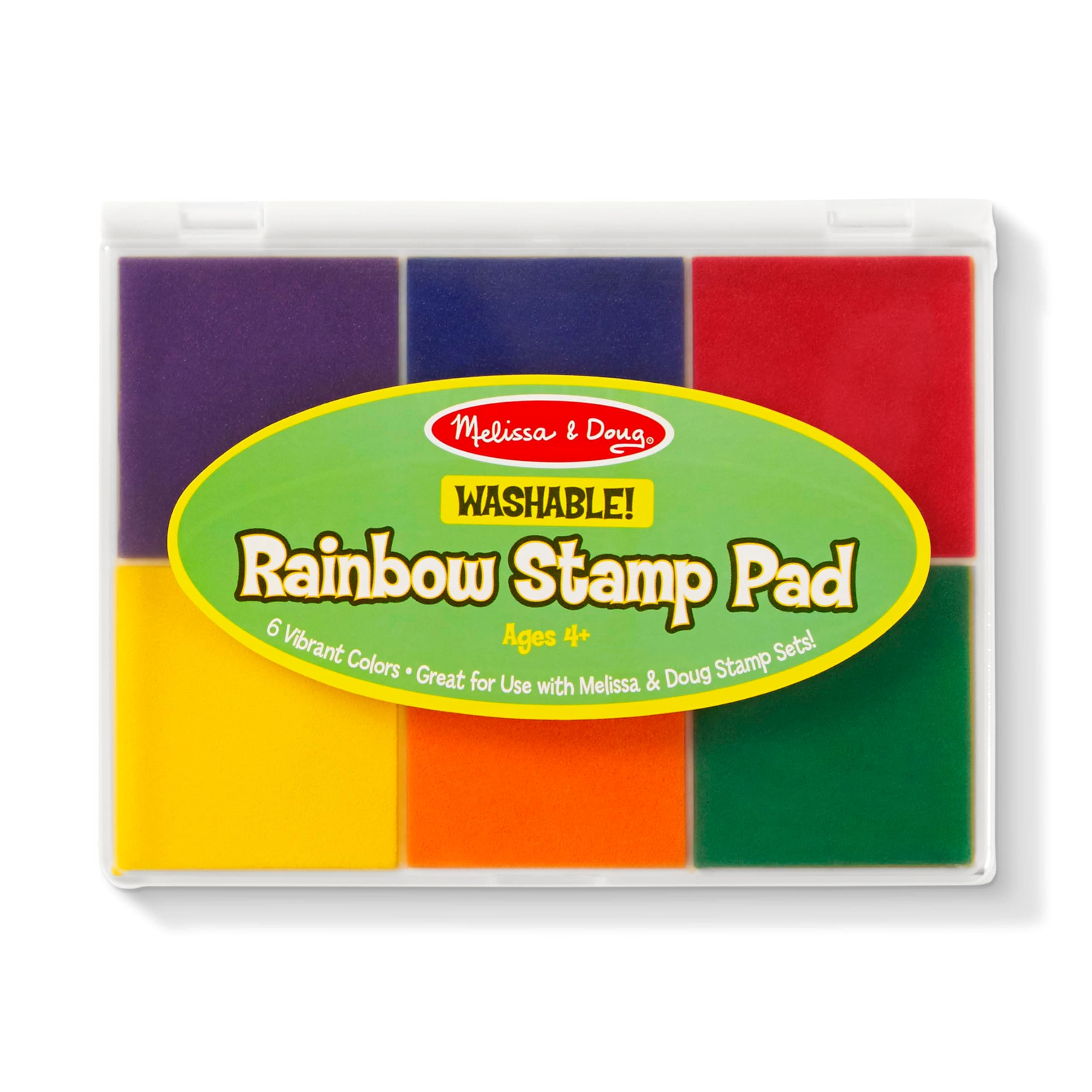 Melissa & Doug Rainbow Stamp Pad - 6 Washable Inks Washable Stamp Pads for Rubber Stamps, Arts and Crafts Supplies for Kids Ages 4+