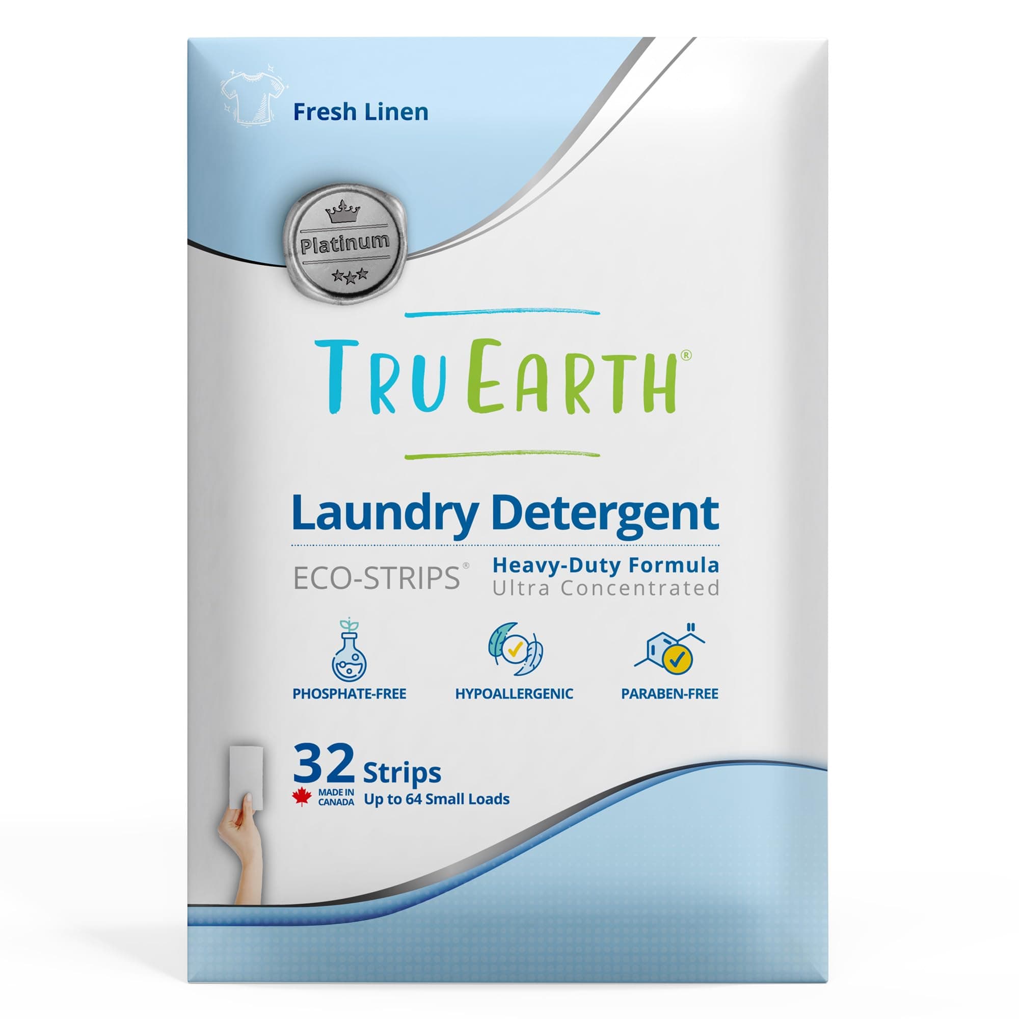 Platinum - Heavy Duty Laundry Detergent Sheets - Up to 64 Loads (32 Count), Fresh Linen Scent - Ultra-Concentrated Formula - Eco-Friendly Laundry Sheets