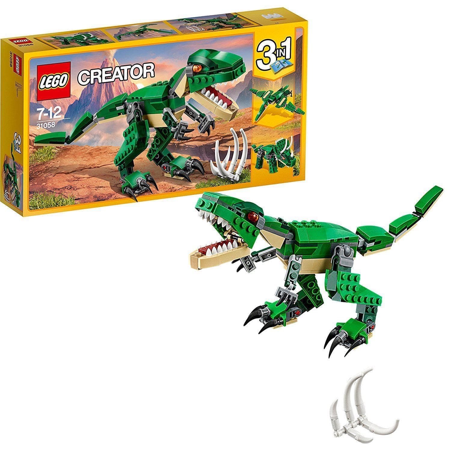 Creator 3in1 Mighty Dinosaurs Building Blocks for Kids 31058,Multicolor