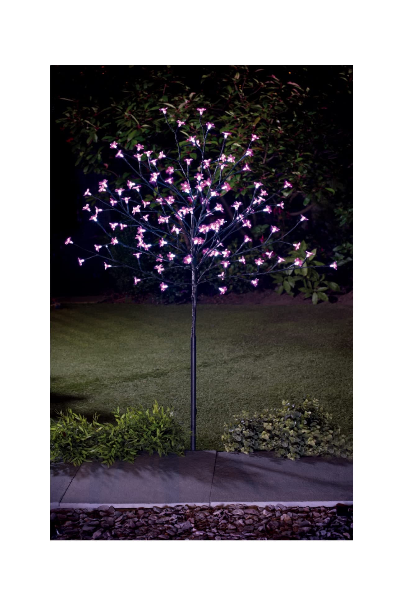 Garden Studio Solar Powered 4 FT Blossom Tree 128 Pink LED Lights Christmas Decoration Flower Garden Ornaments for Home Xmas Display Indoor Outdoor Decor