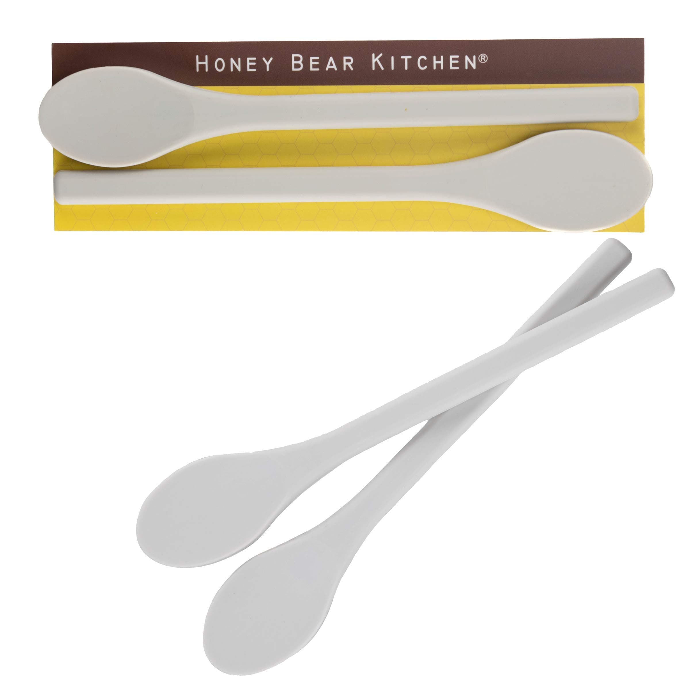 Honey Bear Kitchen Silicone Stirring Spoon (Set of 2, Grey Polar Bear) for Coffee & Tea