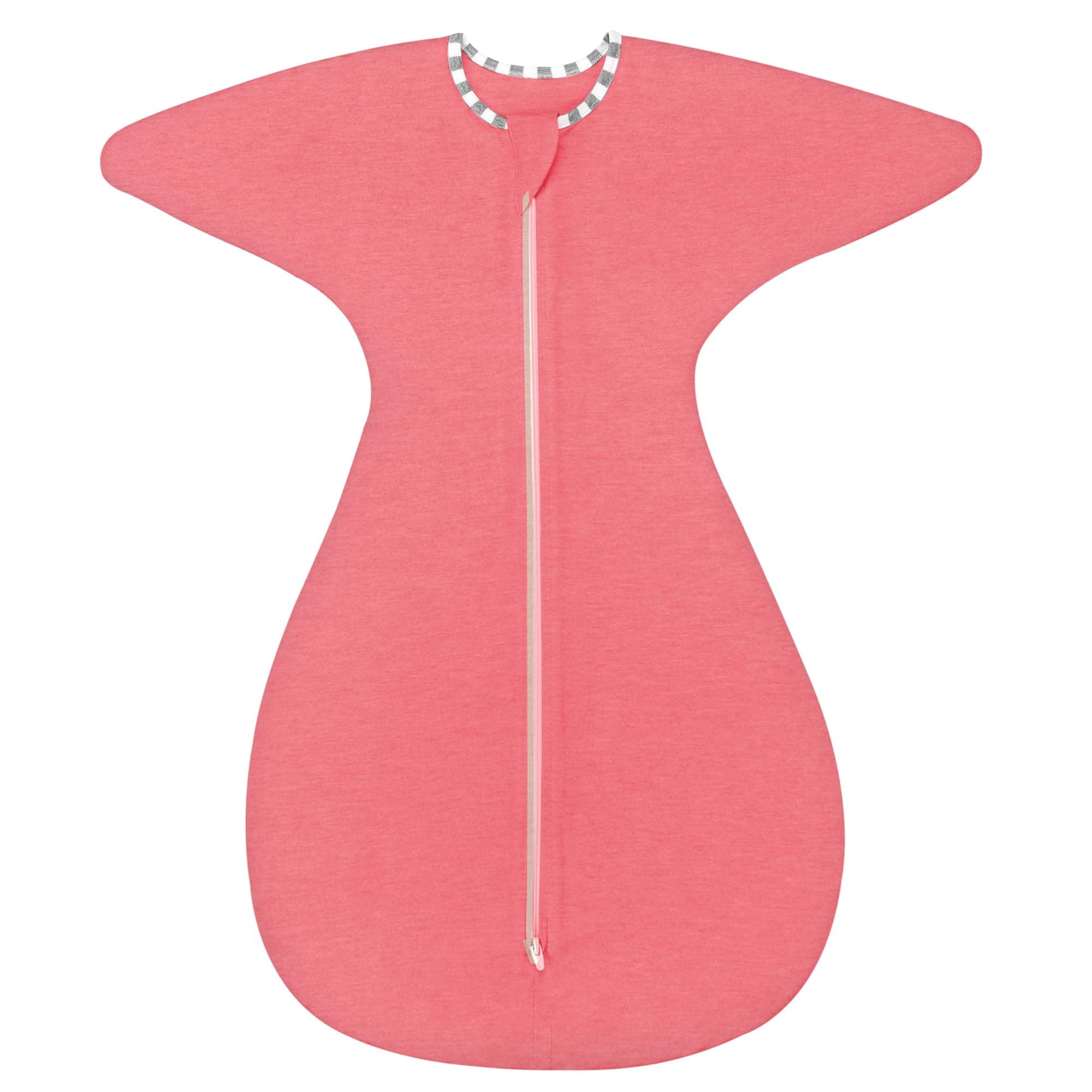 ZIGJOY Shark-Fin Transition Swaddle 0.5 TOG Baby Sleeping Bag 95% Bamboo Fiber Self-Soothing Sleep Bag for Newborn Wearable Blanket with 2-Way Zipper, Pink, 6-12 Months