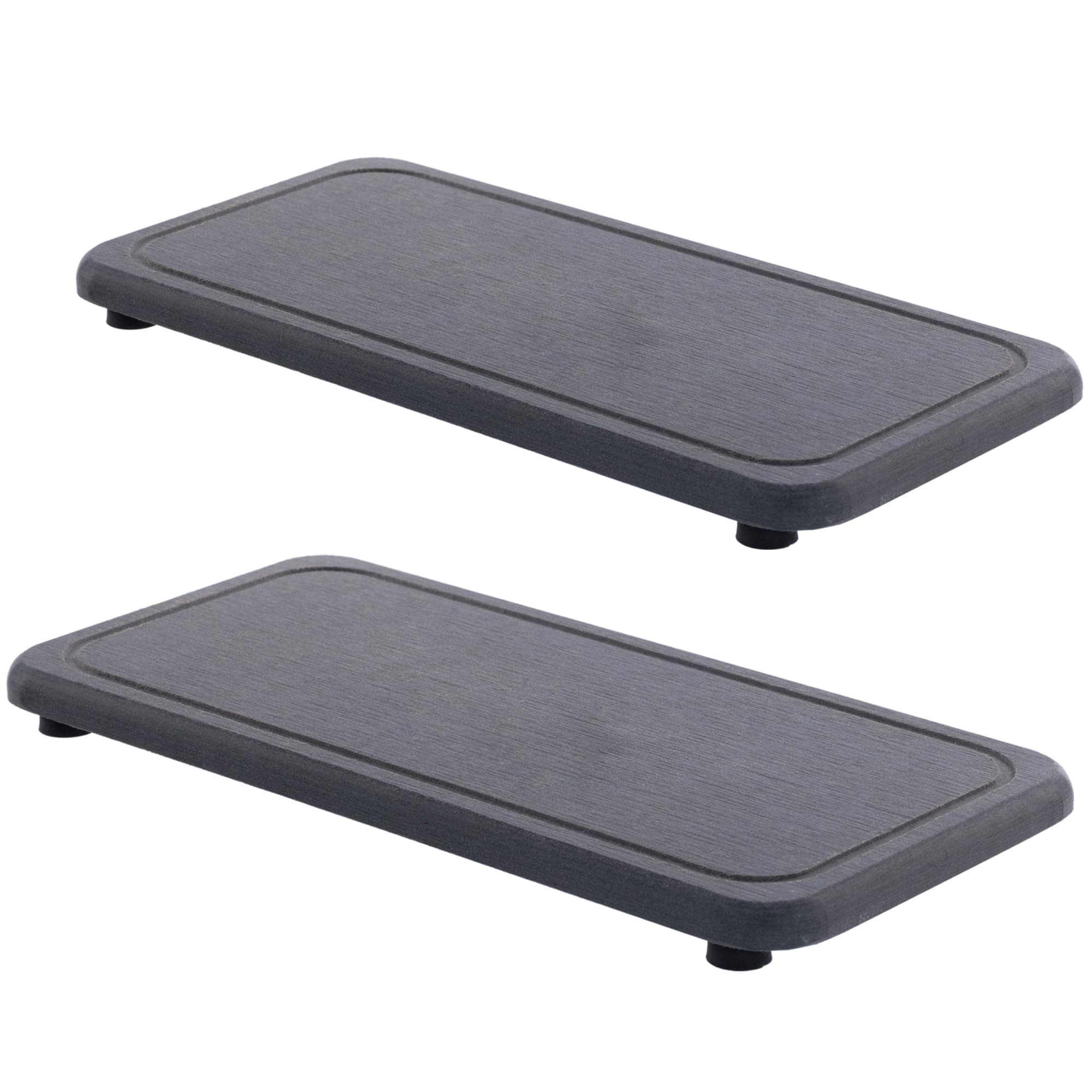 2 Pcs Water Absorbing Stone Trays, Kitchen/Bathroom Sink Soap Dish, Diatomite Tray Used for Hand Soap & Cosmetic Bottles in The Modern Home, 4" W x 8.3" L, Dark Gray