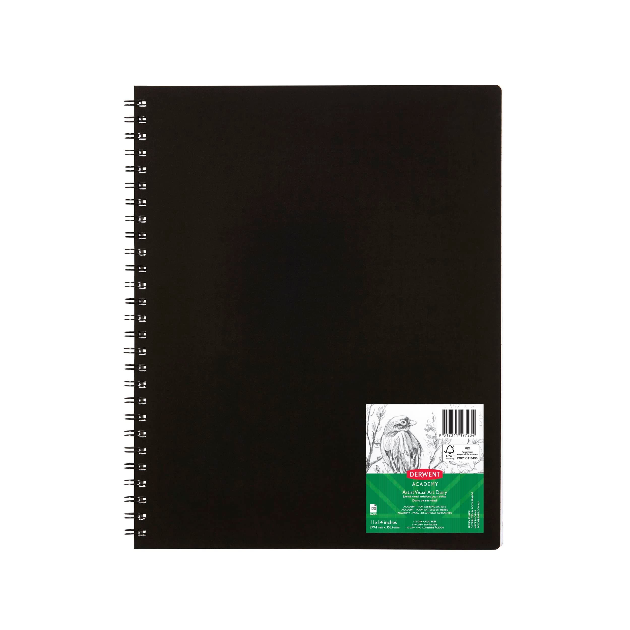 Derwent Academy Visual Art Diary Sketch Book 120 Pages, 110 GSM (28 x 36 cm)